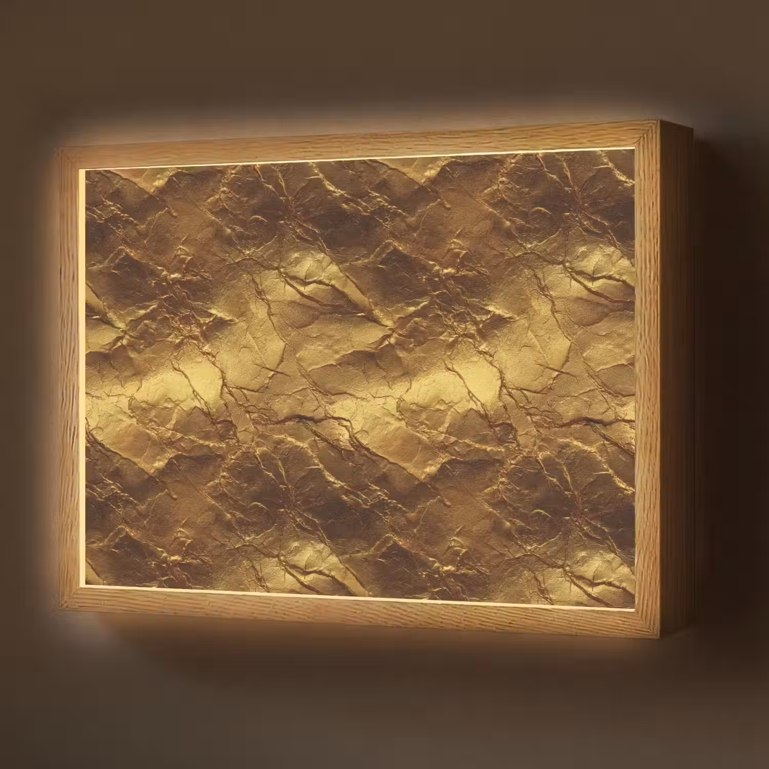 Bladgoud - Textuur - Goud Light Box met batterij (Wandlamp) middel 907 -z3d_website
