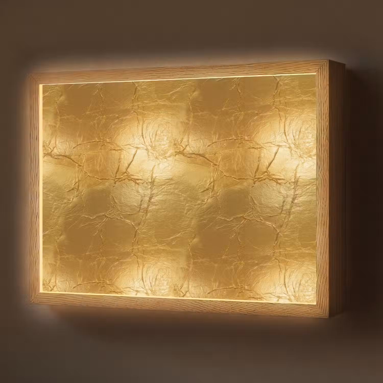 Bladgoud - Vintage - Textuur - Warm Goud Light Box met batterij (Wandlamp) middel 907 -z3d_website