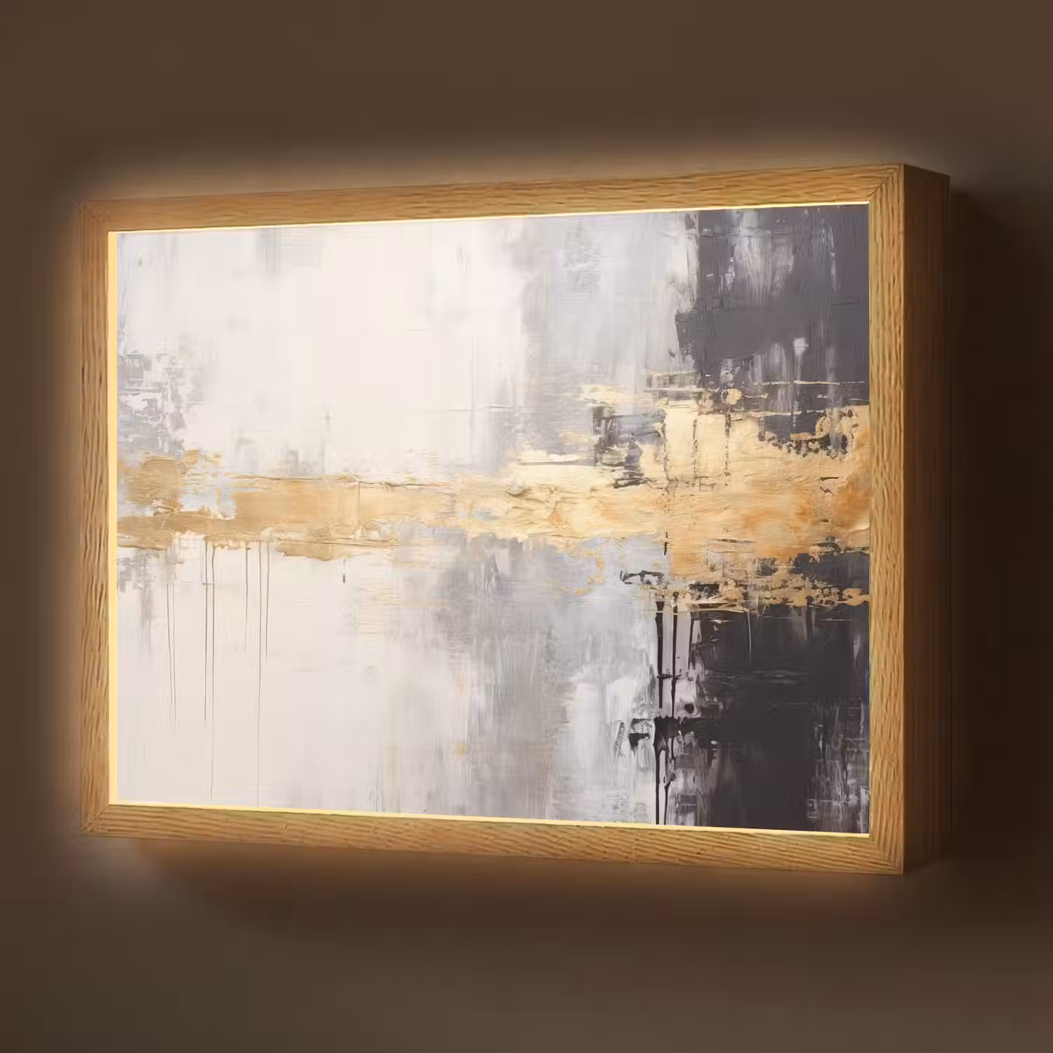 Goud - Luxe - Acryl - Kunst Light Box met batterij (Wandlamp) middel -z3d_website