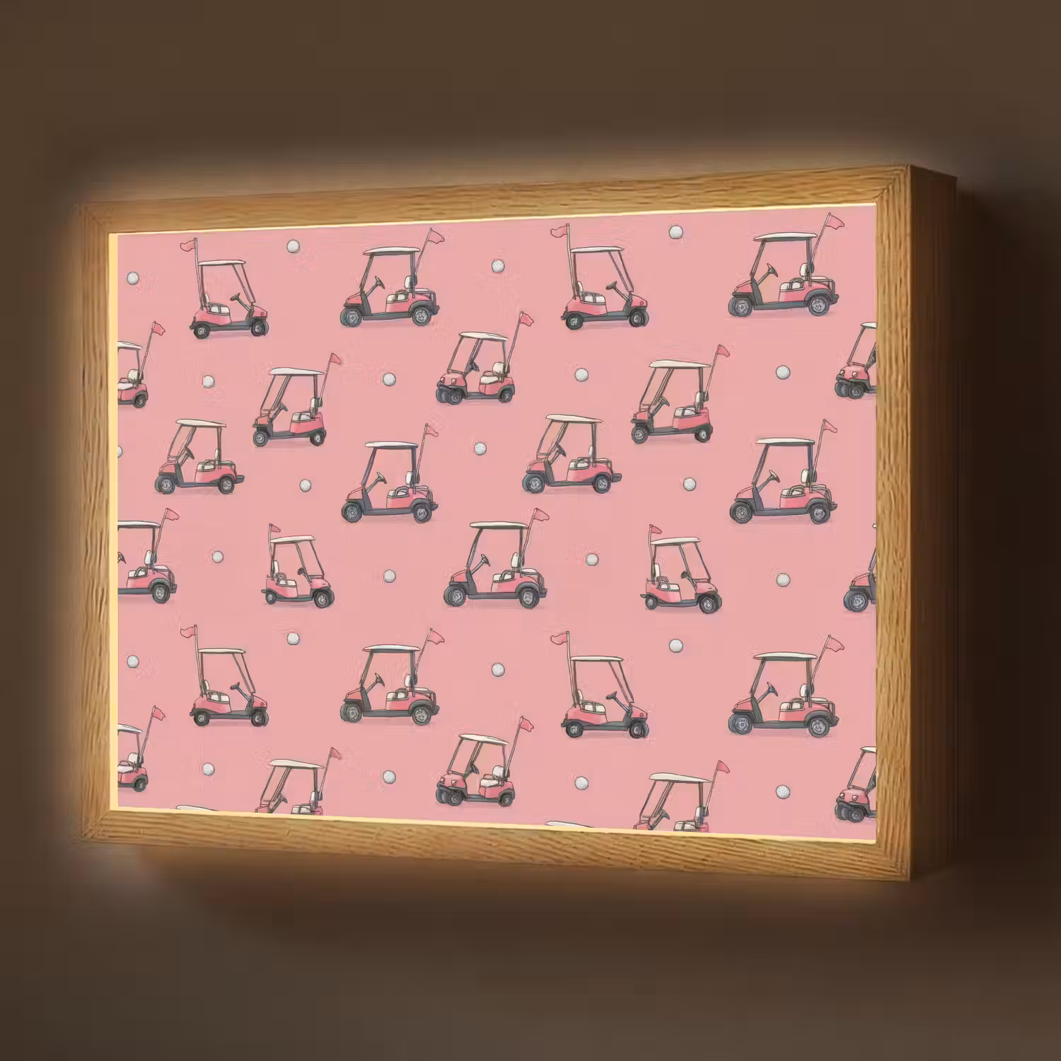 Golfkar - Retro - Roze Light Box met batterij (Wandlamp) middel 907 -z3d_website