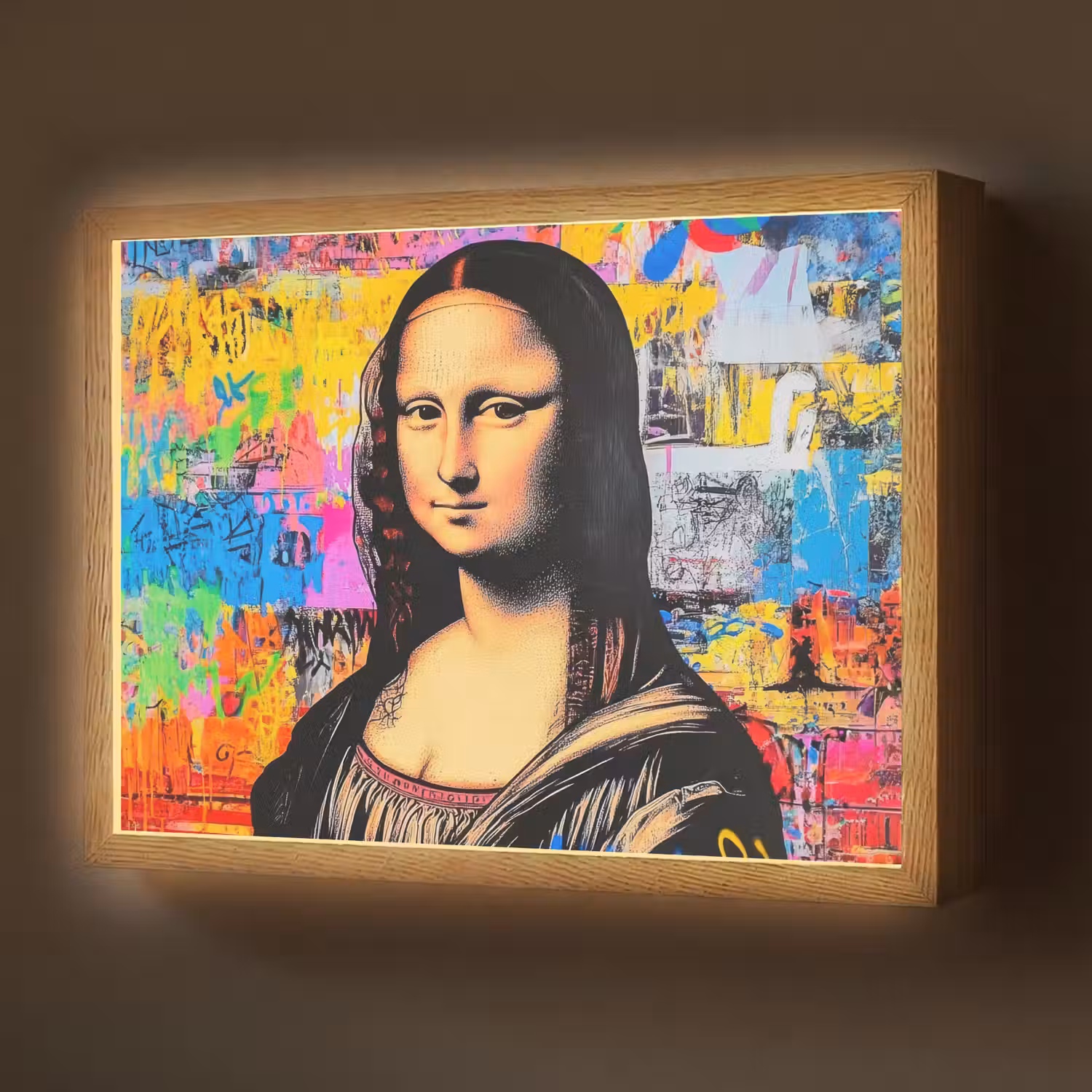 Graffiti - Neon - Mona Lisa - Kunst - Da Vinci Light Box met batterij (Wandlamp) middel -z3d_website