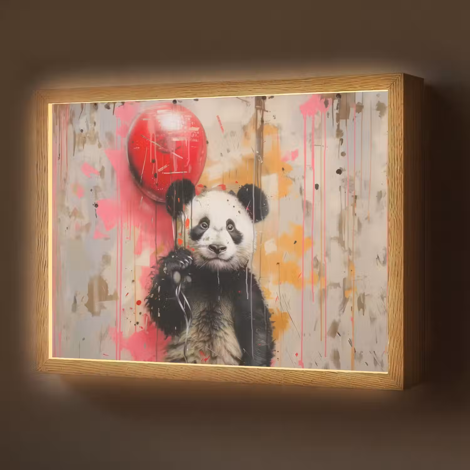 Graffiti - Panda - Ballon - Street art - Dier Light Box met batterij (Wandlamp) middel -z3d_website