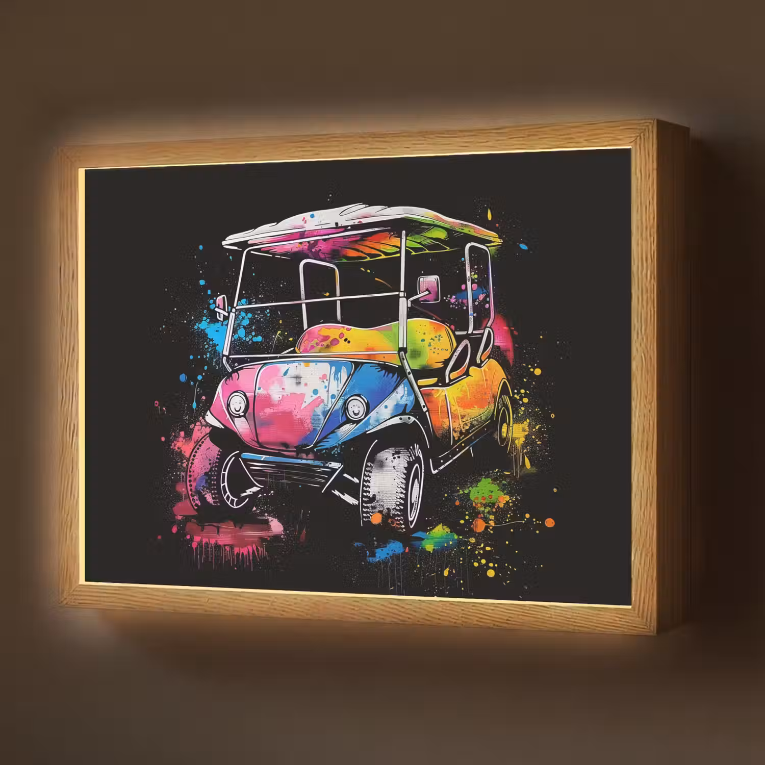 Graffiti - Sport - Golf - Golfkar Light Box met batterij (Wandlamp) middel -z3d_website