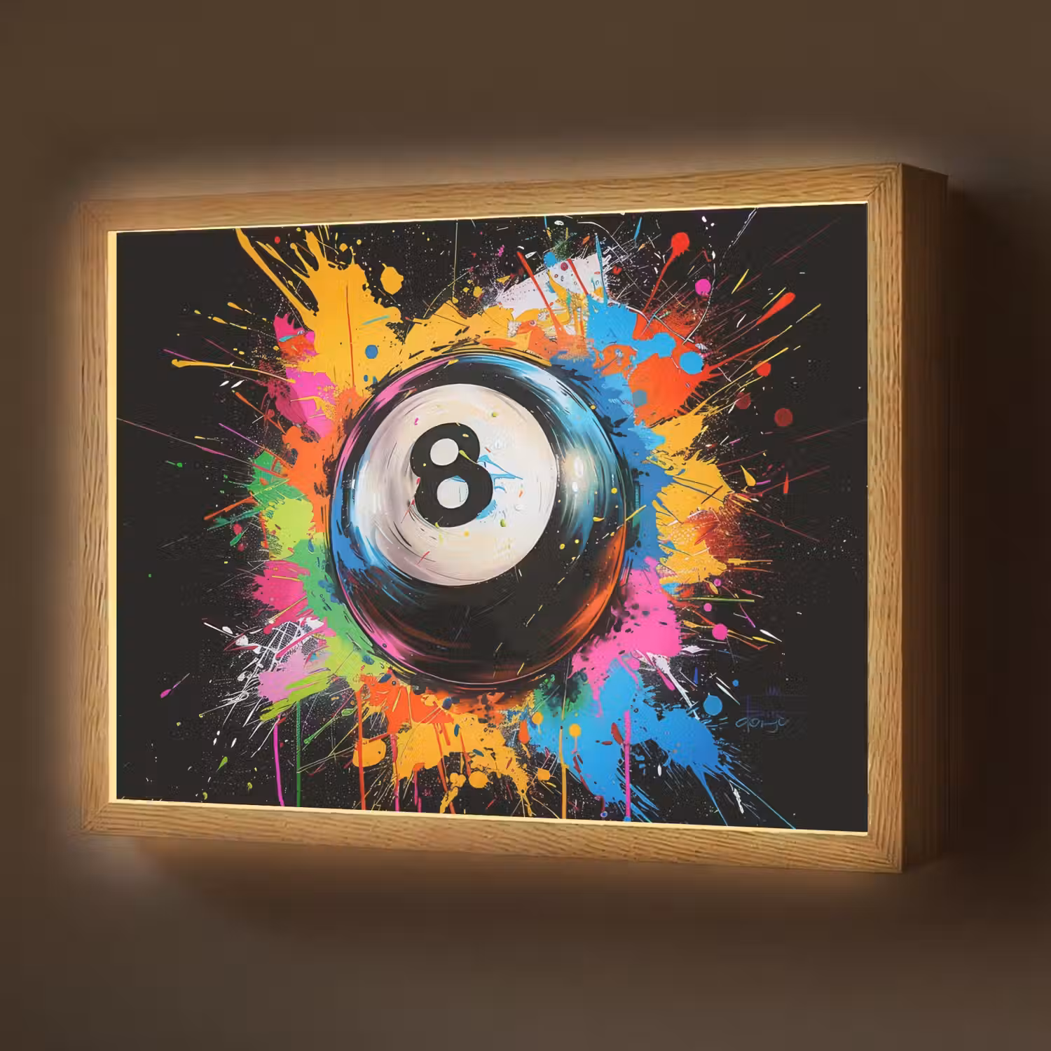 Graffiti - Sport - Pool bal - Biljart Light Box met batterij (Wandlamp) middel -z3d_website