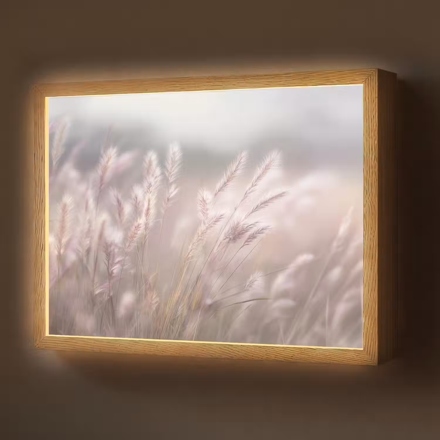 Graspluimen - Wind - Beige - Mistig Light Box met batterij (Wandlamp) middel -z3d_website