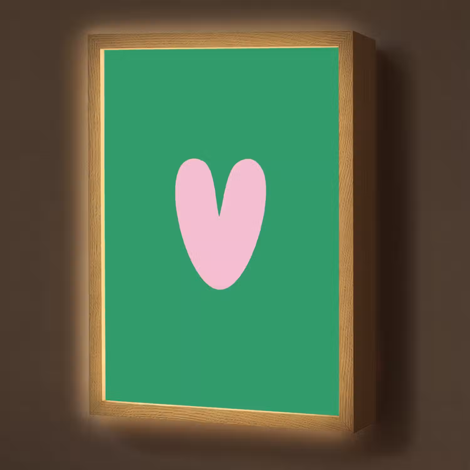 Groen - Hart - Minimalistisch - Valentijn Light Box met batterij (Wandlamp) middel -z3d_website