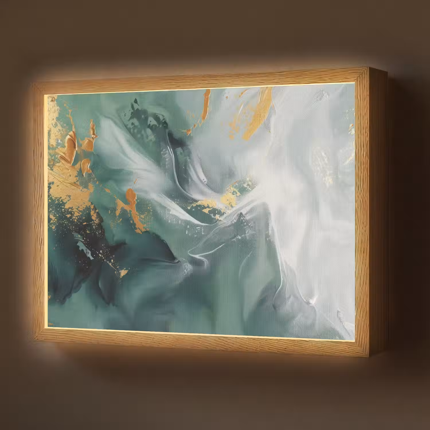 Groen - Modern - Marmer - Abstract Light Box met batterij (Wandlamp) middel -z3d_website