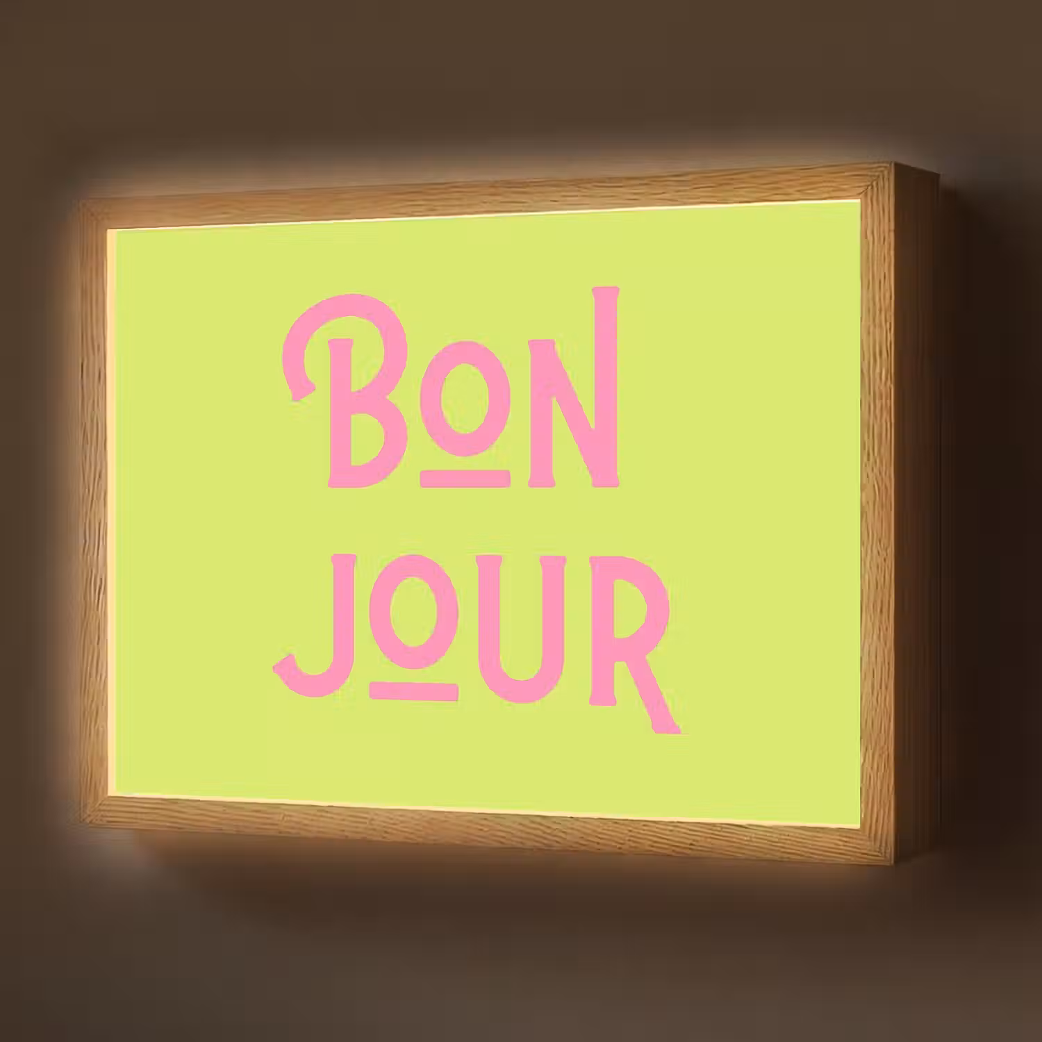 Groen - Roze bonjour - art-deco Light Box met batterij (Wandlamp) middel -z3d_website