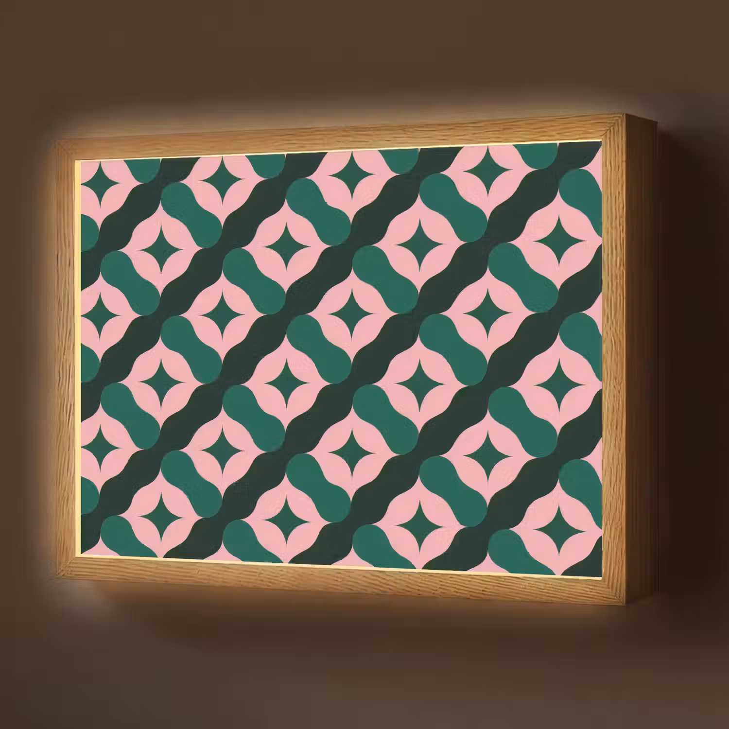 Groen - Roze - Retro - Sterren Light Box met batterij (Wandlamp) middel 907 -z3d_website