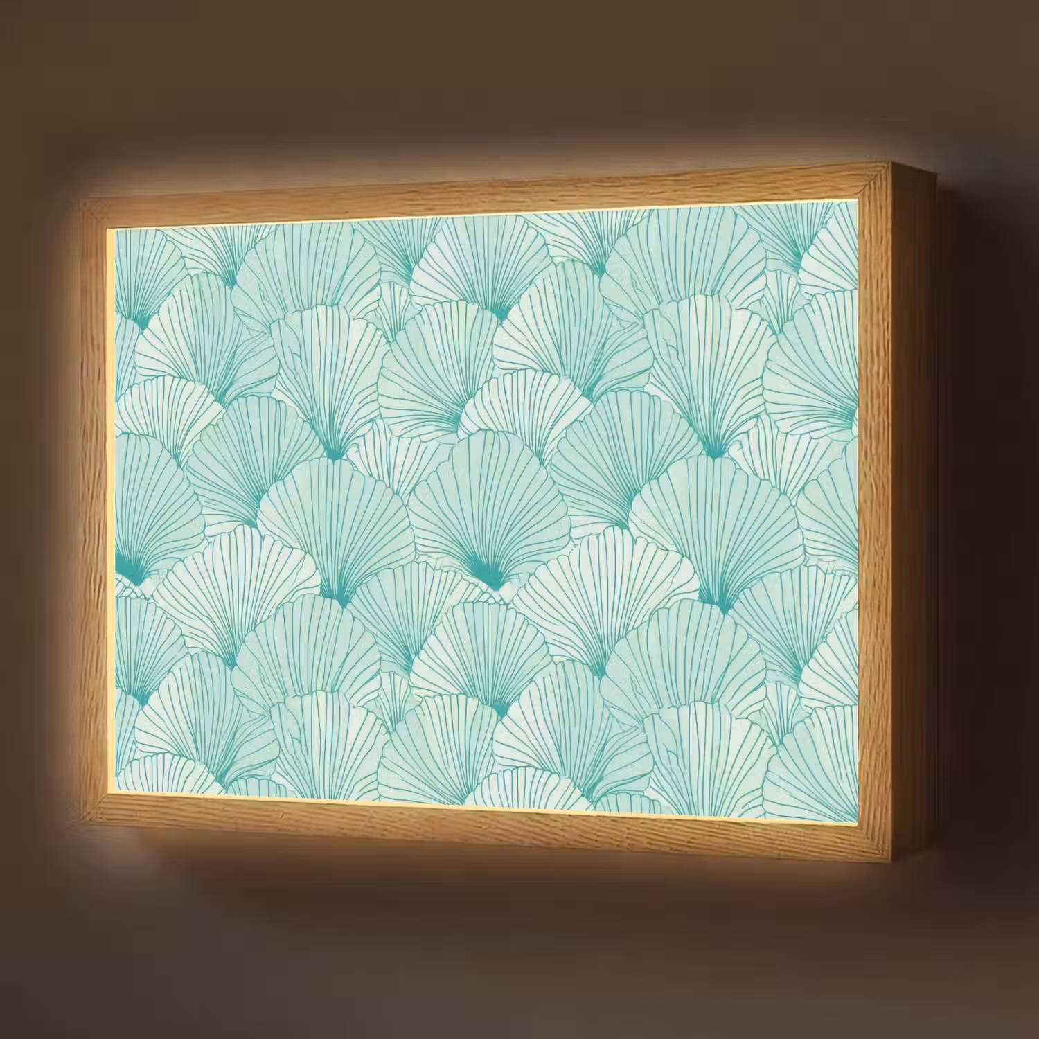 Groen - Wit - Ginko - Getekend - Textuur Light Box met batterij (Wandlamp) middel 907 -z3d_website