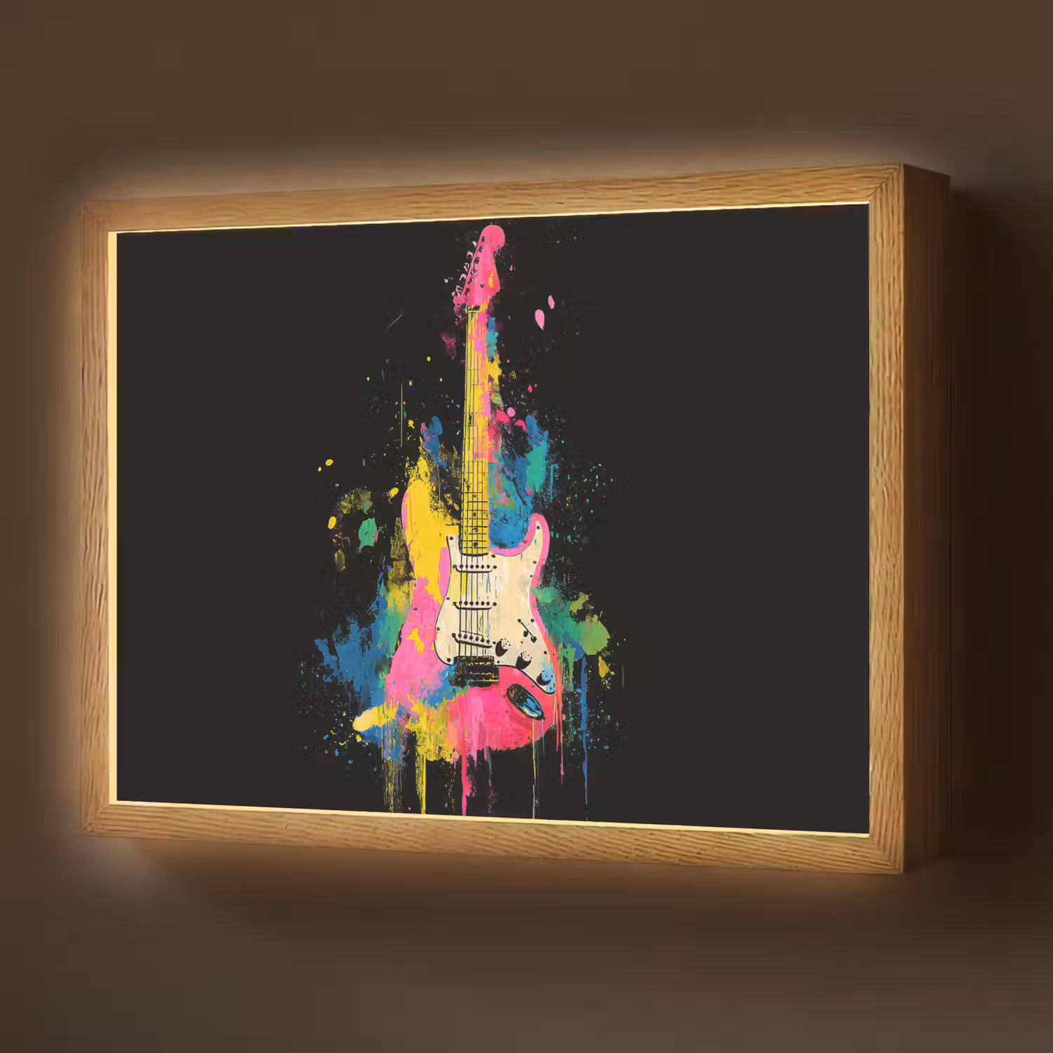 Gitaar - Kleurrijk - Verf Light Box met batterij (Wandlamp) middel -z3d_website
