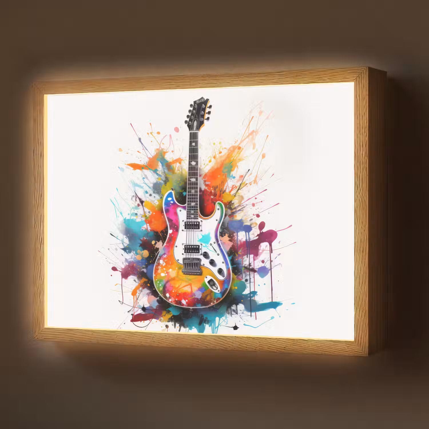 Gitaar - Graffiti - Muziek - Wit Light Box met batterij (Wandlamp) middel -z3d_website