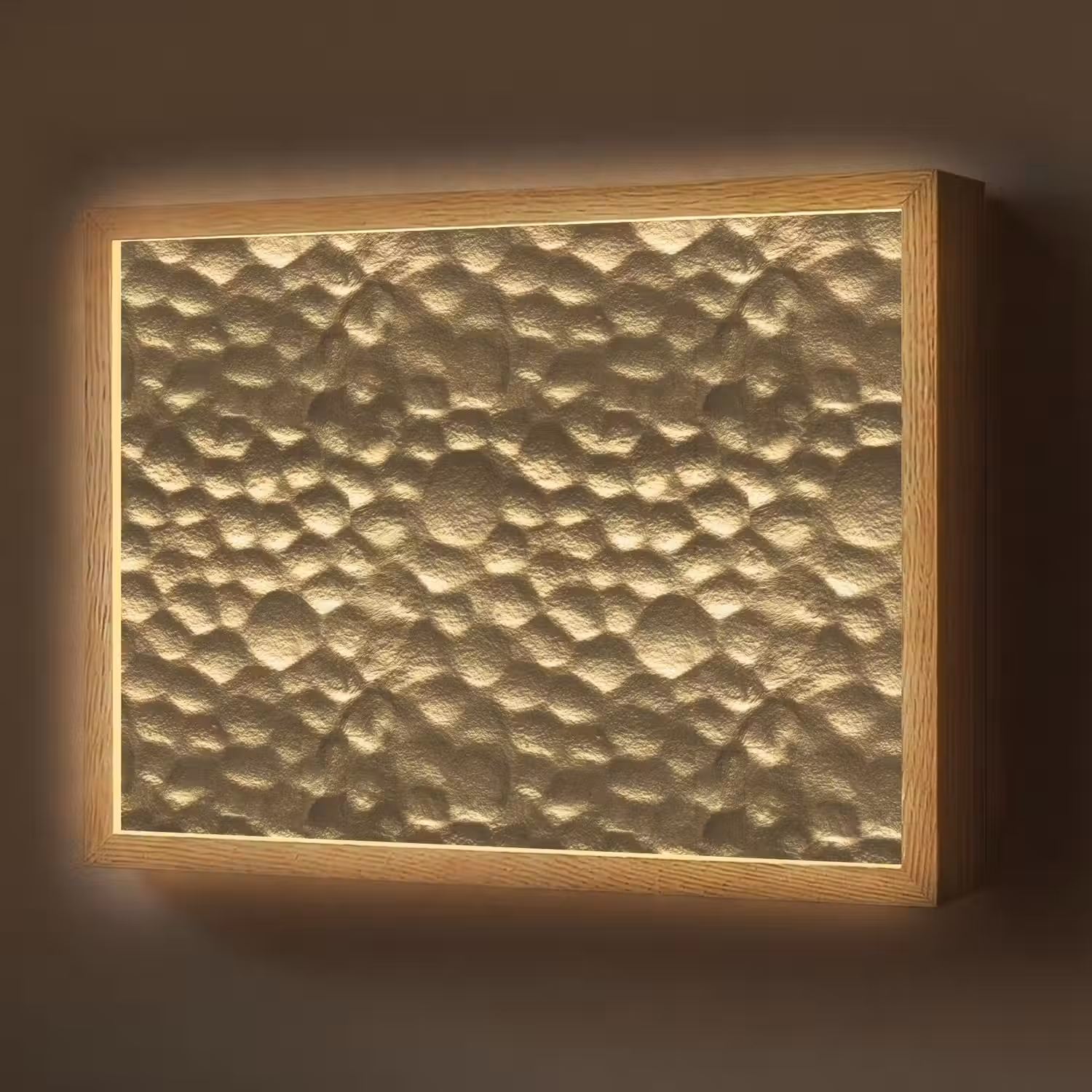 Gehamerd - Reliëf - Textuur - Bronsgoud Light Box met batterij (Wandlamp) middel 907 -z3d_website