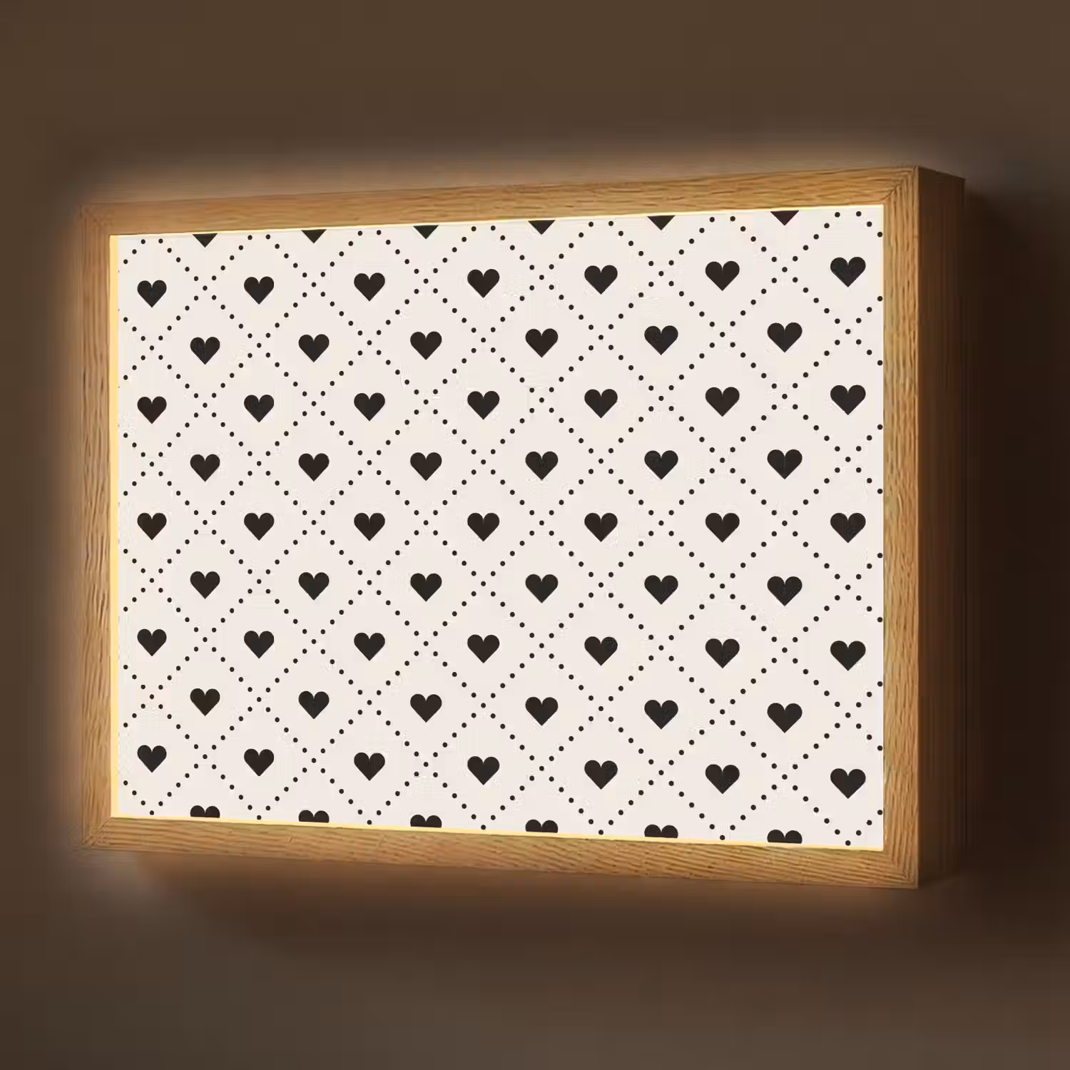 Hart - Vierhoek - Wit - Zwart Light Box met batterij (Wandlamp) middel 907 -z3d_website
