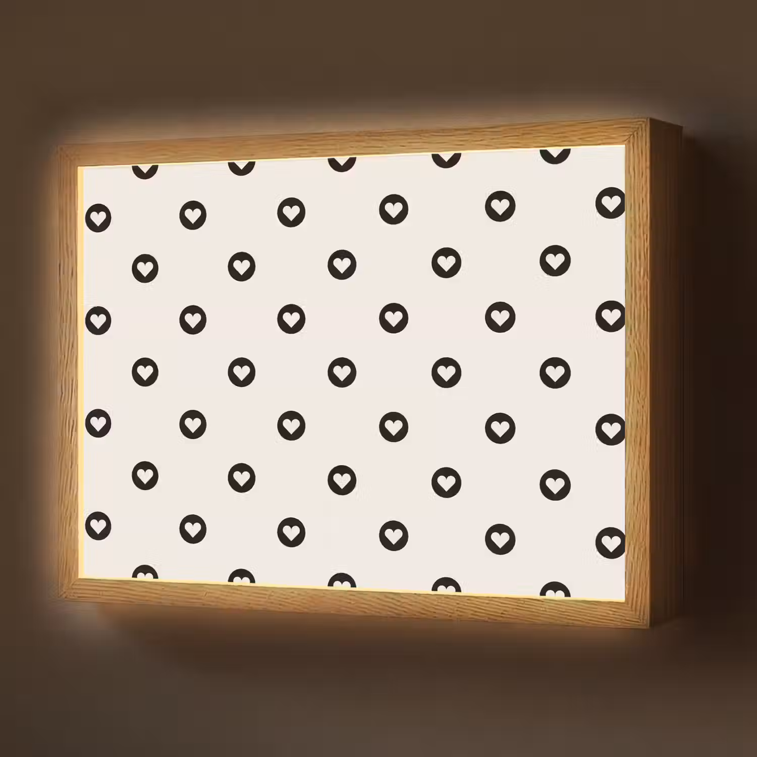 Hart - Rond - Wit - Zwart Light Box met batterij (Wandlamp) middel 907 -z3d_website