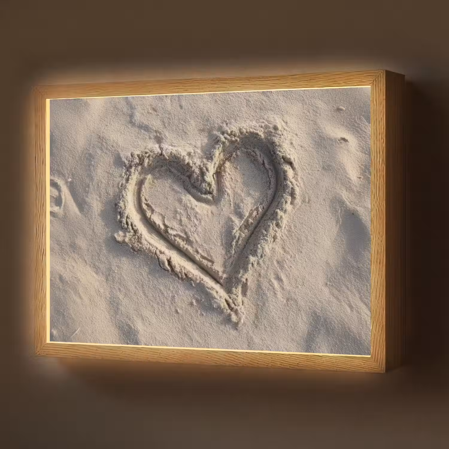 Hartvorm - Getekend - Beige - Zand Light Box met batterij (Wandlamp) middel -z3d_website