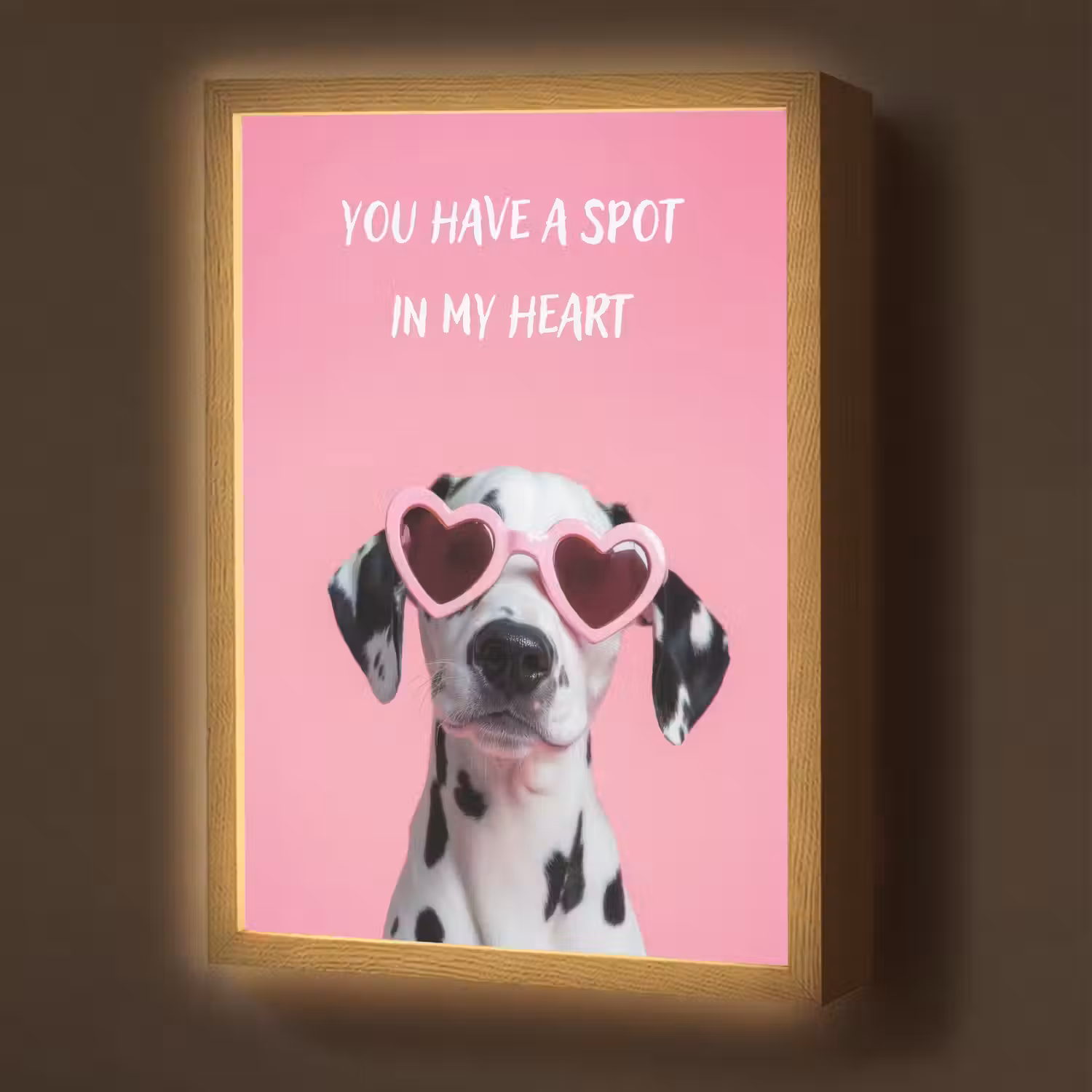 Hartjes - Hond - Valentijn - Roze Light Box met batterij (Wandlamp) middel -z3d_website