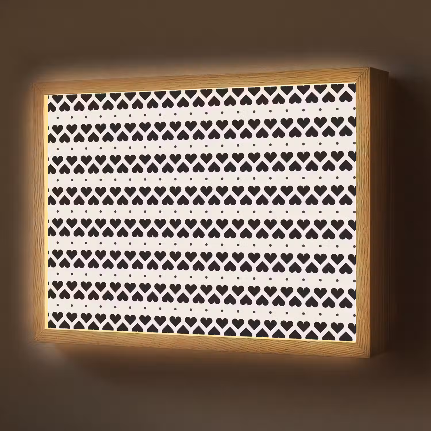 Harten - Lijn - Wit - Zwart Light Box met batterij (Wandlamp) middel 907 -z3d_website