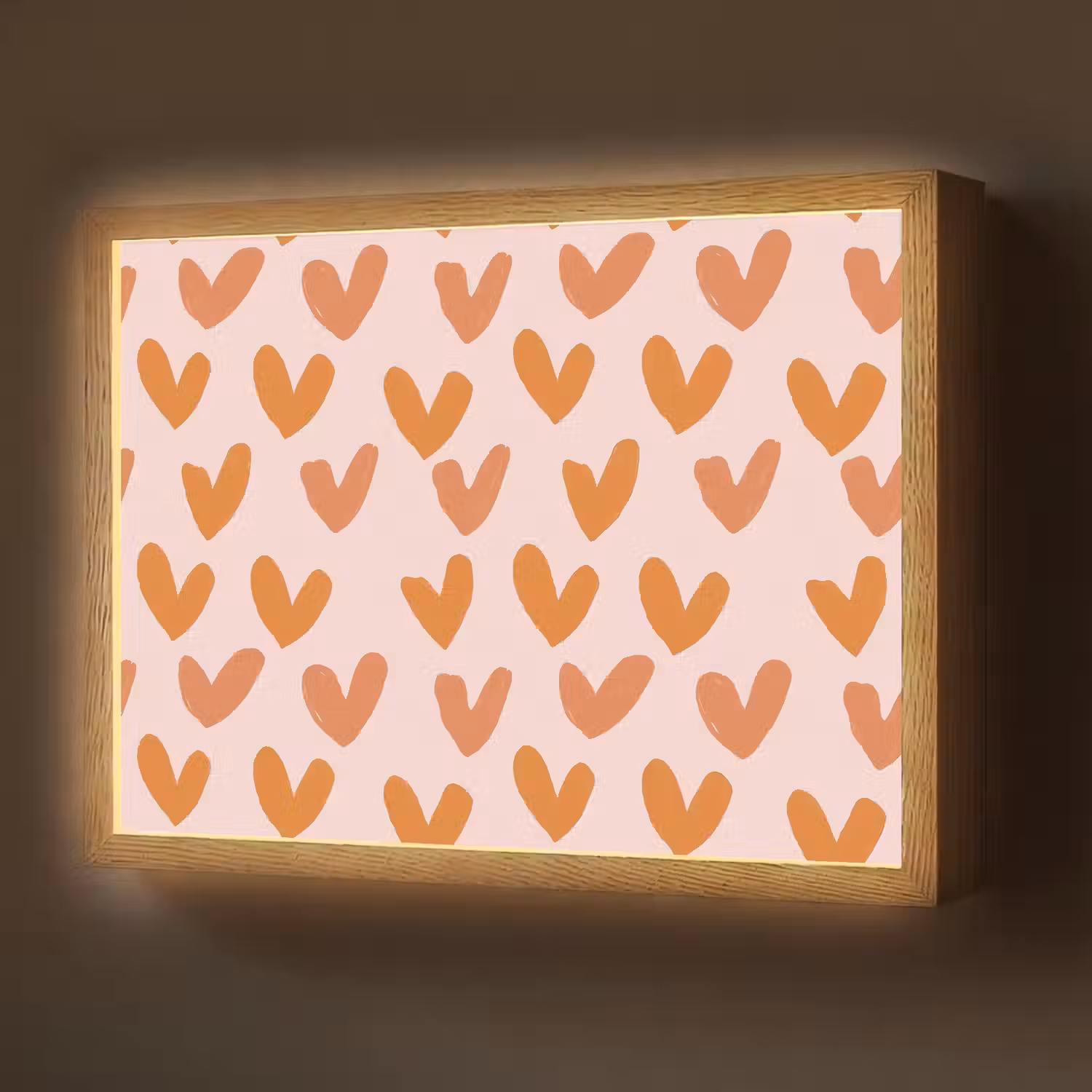 Hartjes - Getekend - Oranje Light Box met batterij (Wandlamp) middel 907 -z3d_website