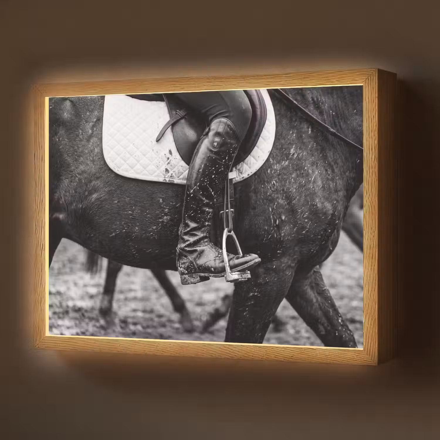 Paard - Sport - Zwart - Wit Light Box met batterij (Wandlamp) middel -z3d_website