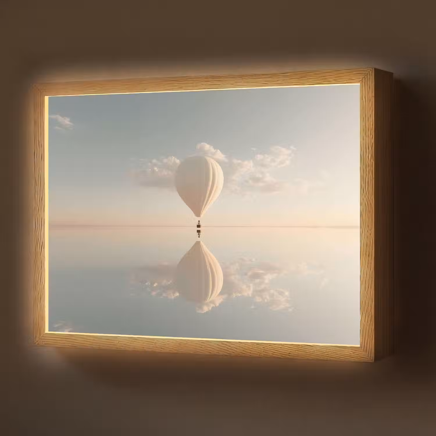 Luchtballon - Wolken - Water - Blauw Light Box met batterij (Wandlamp) middel -z3d_website