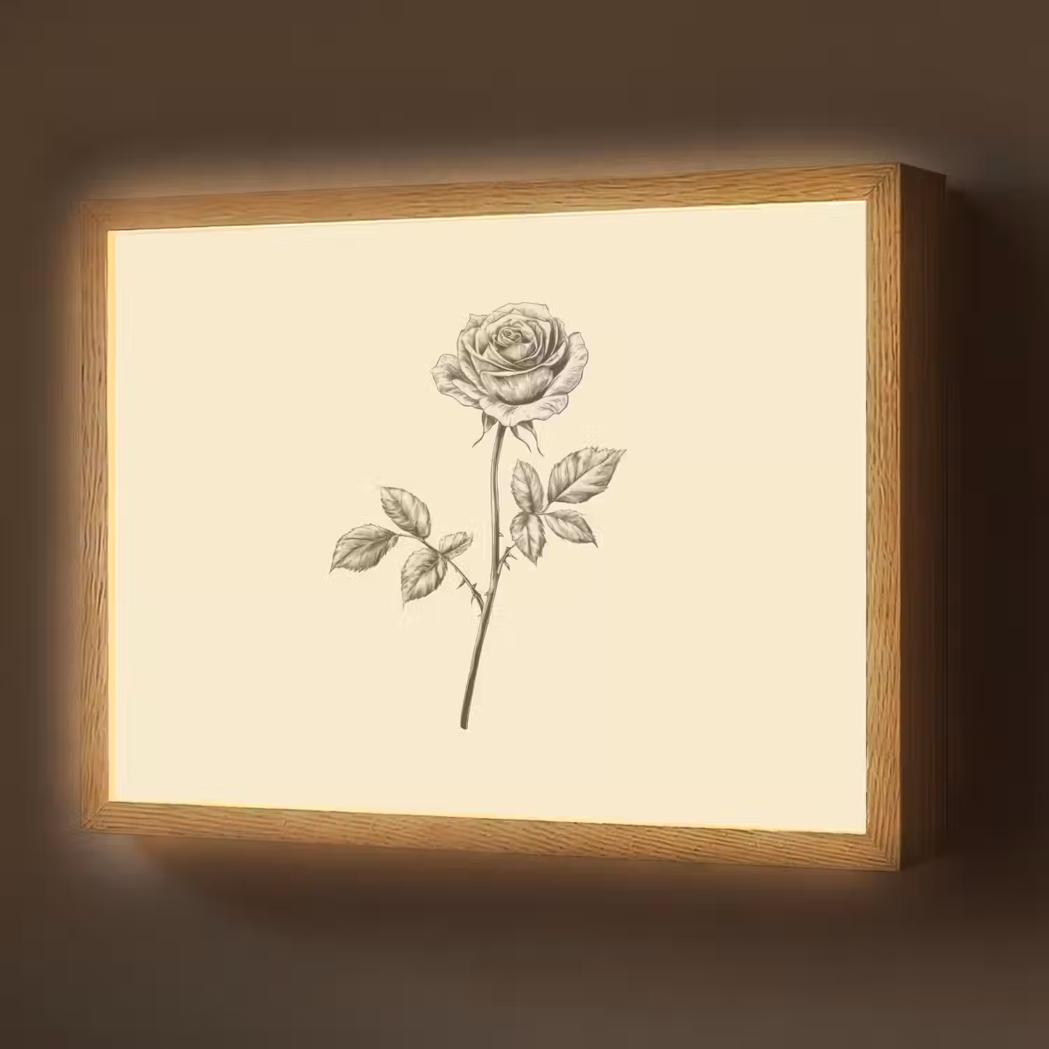 Illustratie - Zwart - Roos Light Box met batterij (Wandlamp) middel -z3d_website