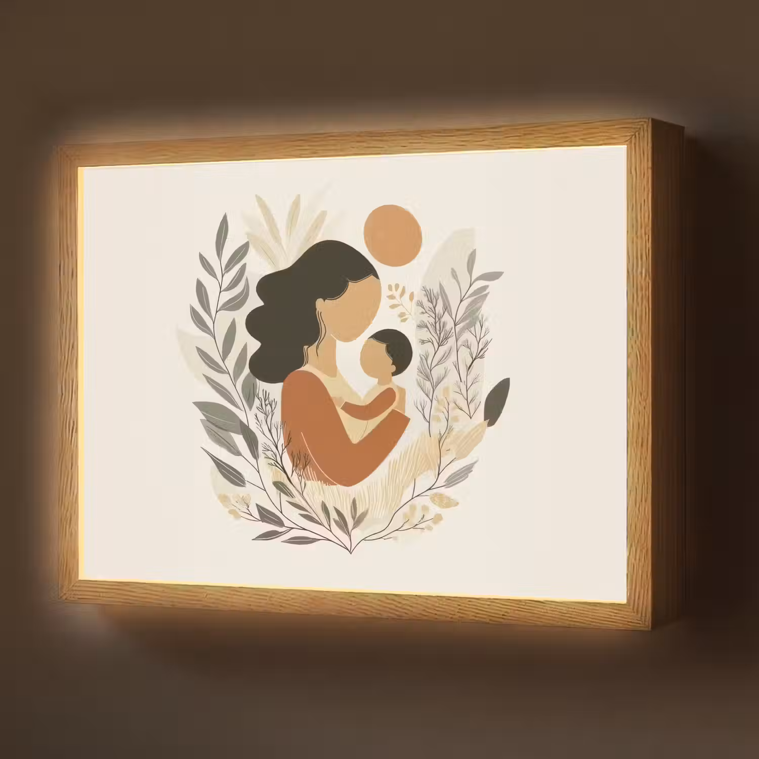 Illustratie - Moeder - Kind - Liefdevol Light Box met batterij (Wandlamp) middel -z3d_website