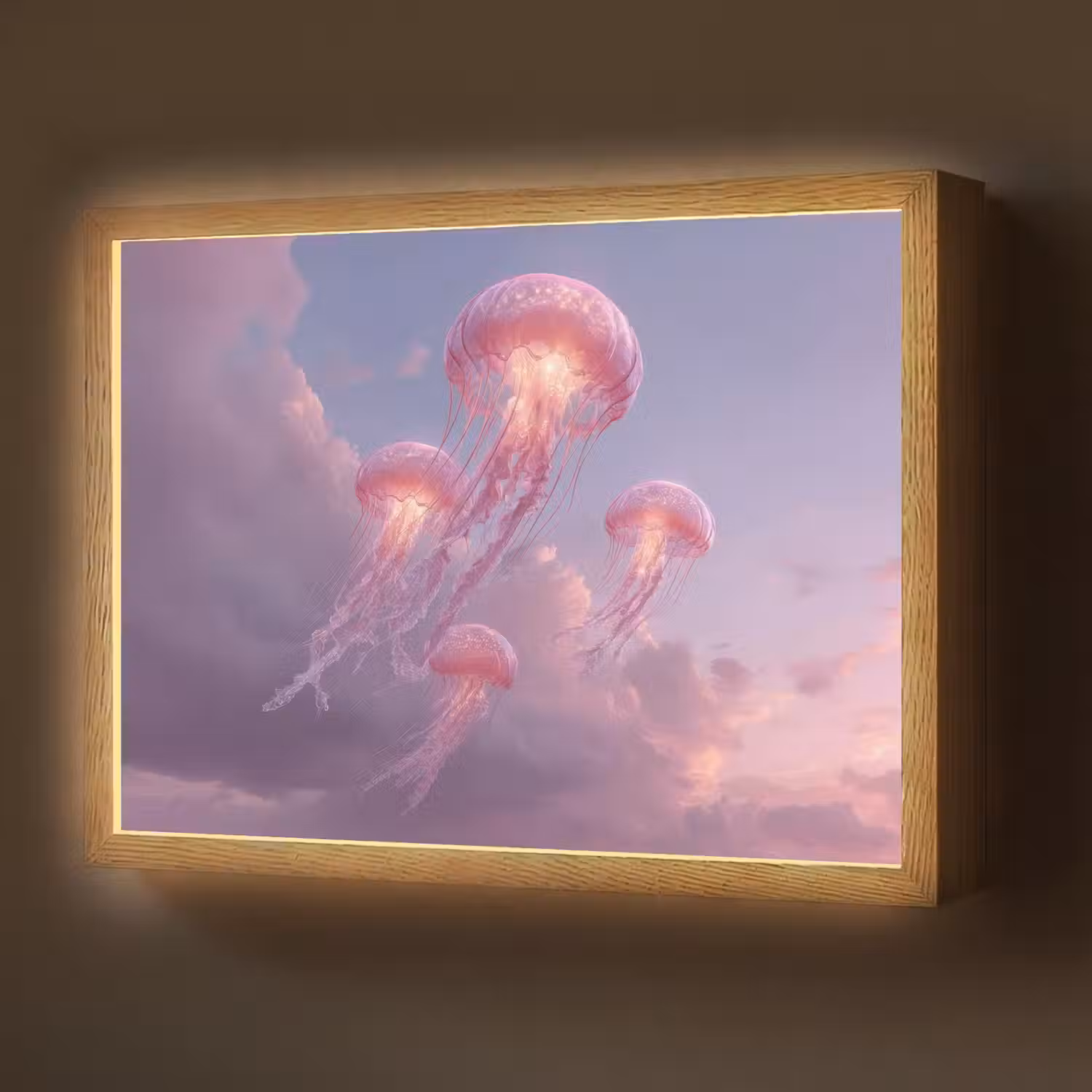 Kwallen - Roze - Wolken Light Box met batterij (Wandlamp) middel -z3d_website