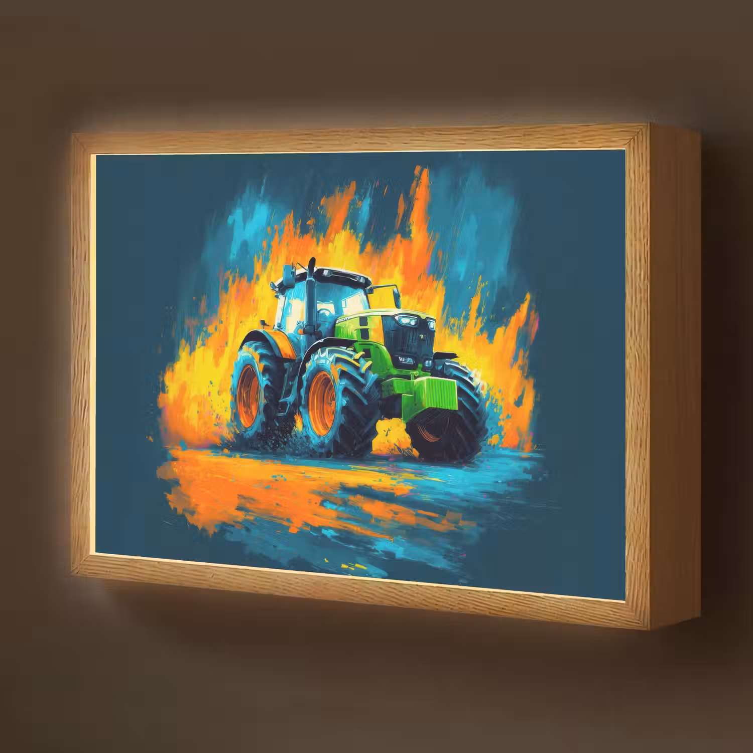 Abstract - Tractor - Groen Light Box met batterij (Wandlamp kind) middel -z3d_website