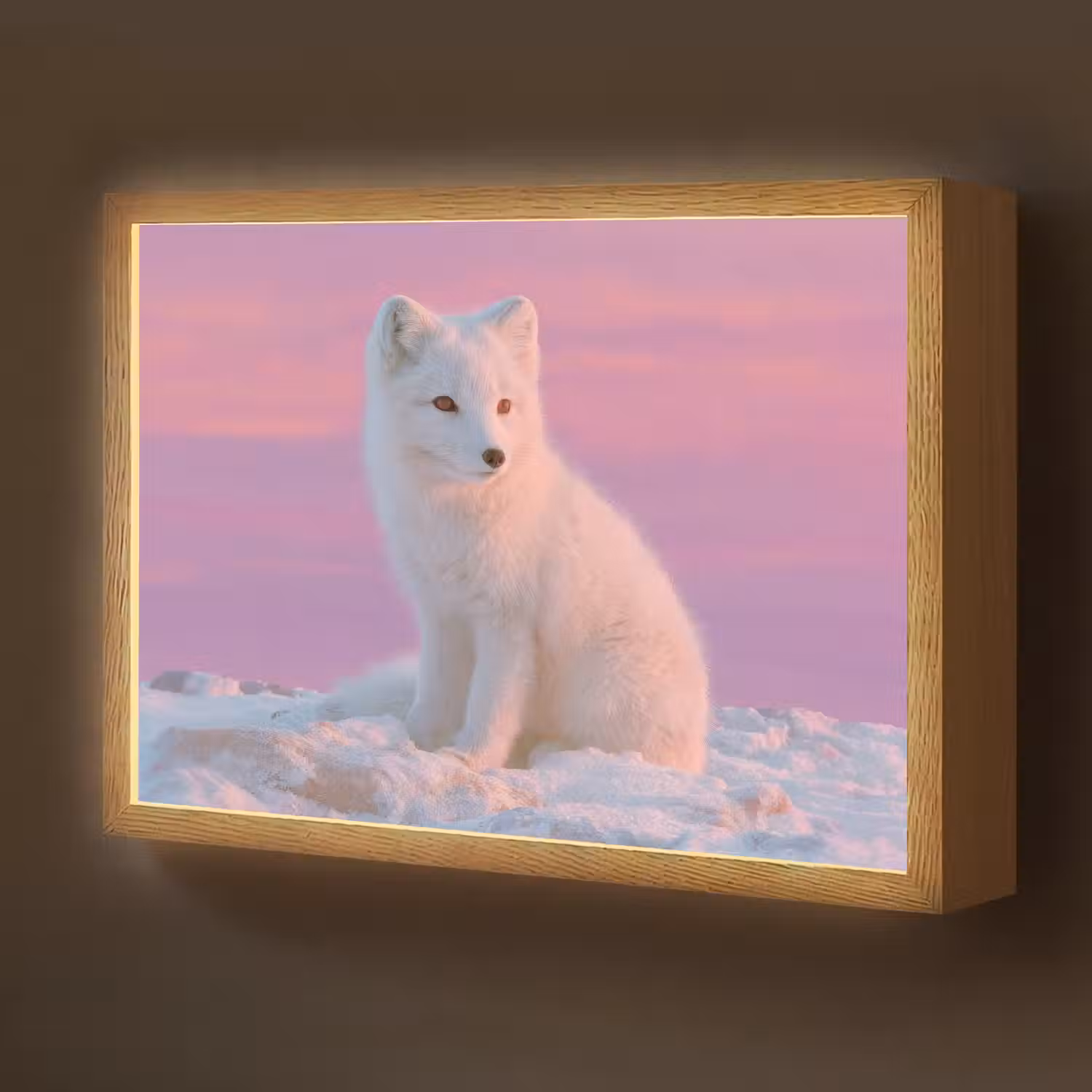 Poolvos - Sneeuw - Roze Light Box met batterij (Wandlamp kind) middel -z3d_website