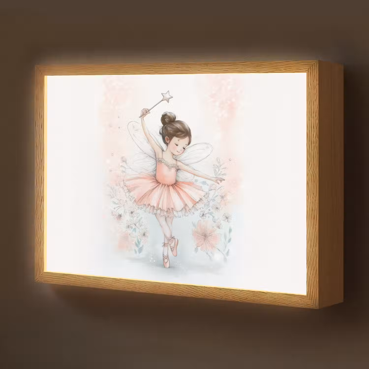 Ballerina - Fee - Roze Light Box met batterij (Wandlamp kind) middel -z3d_website