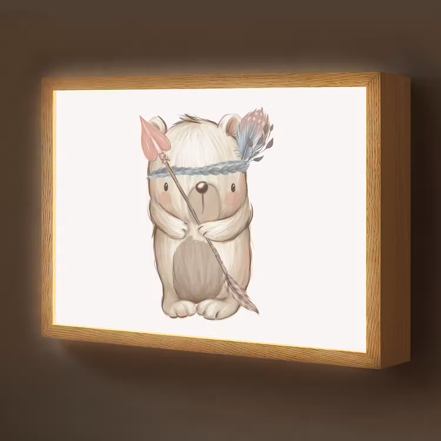 Beer - Dier - Bosdieren Light Box met batterij (Wandlamp kind) middel -z3d_website