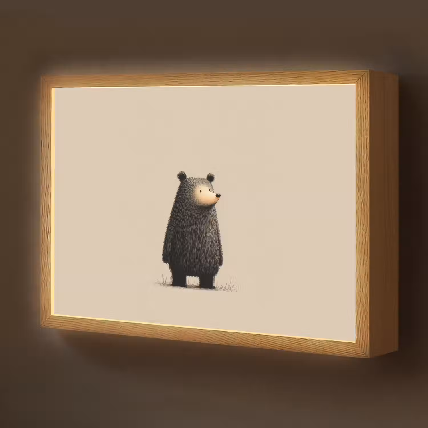 Beer - Donkerbruin - Minimalistisch Light Box met batterij (Wandlamp kind) middel -z3d_website