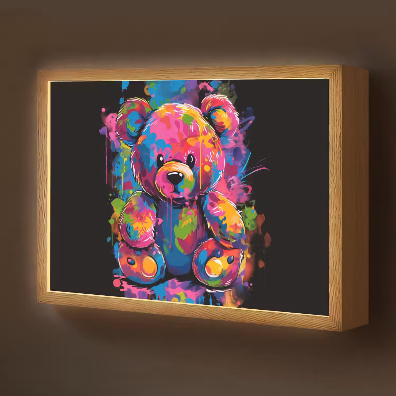 Beer - Verf - Kleurrijk - Knuffeldier Light Box met batterij (Wandlamp kind) middel -z3d_website