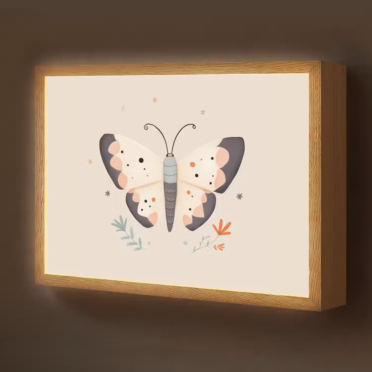 Vlinder - Minimalistisch - Pastel Light Box met batterij (Wandlamp kind) middel -z3d_website
