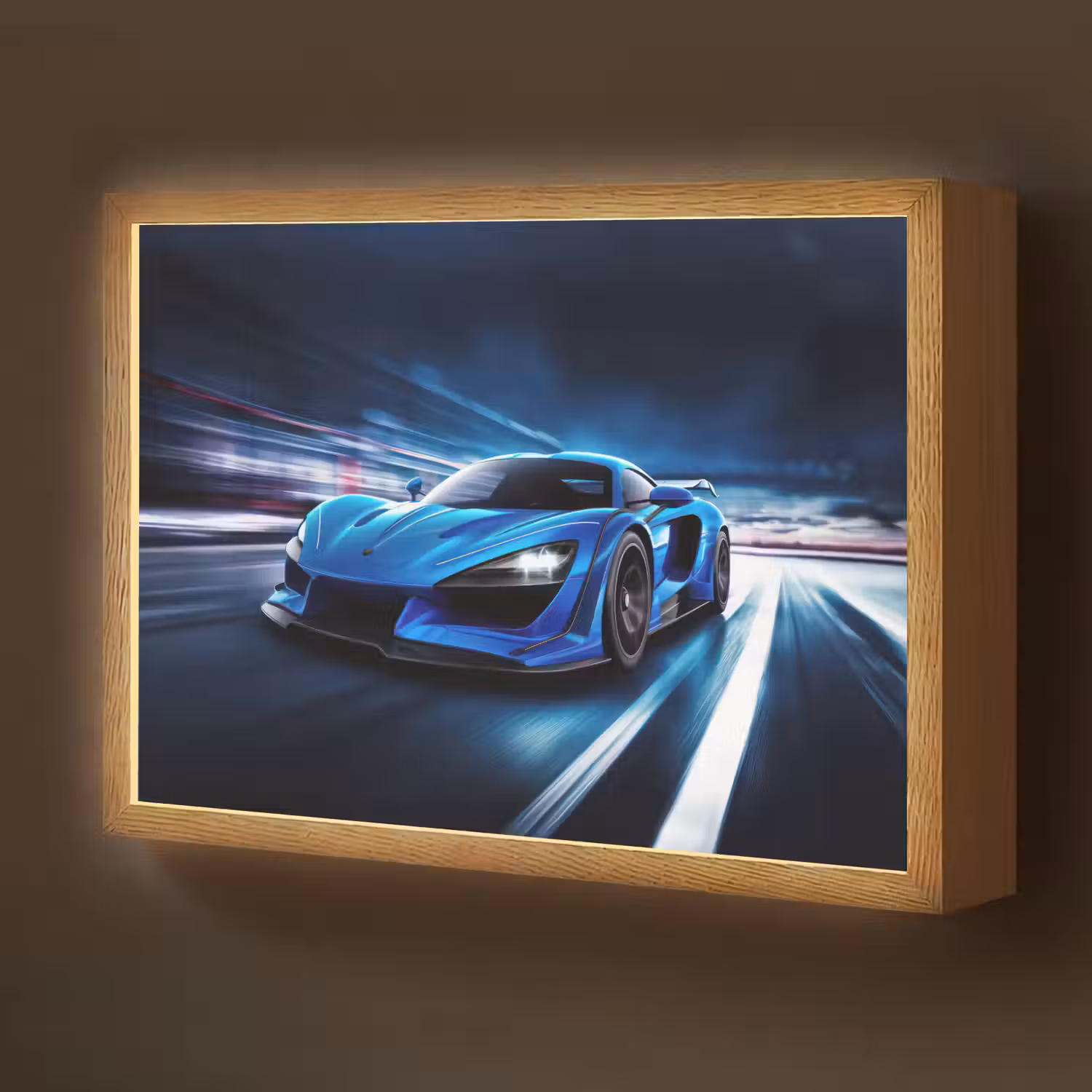 Auto - Blauw - Jongens - Kind Light Box met batterij (Wandlamp kind) middel -z3d_website