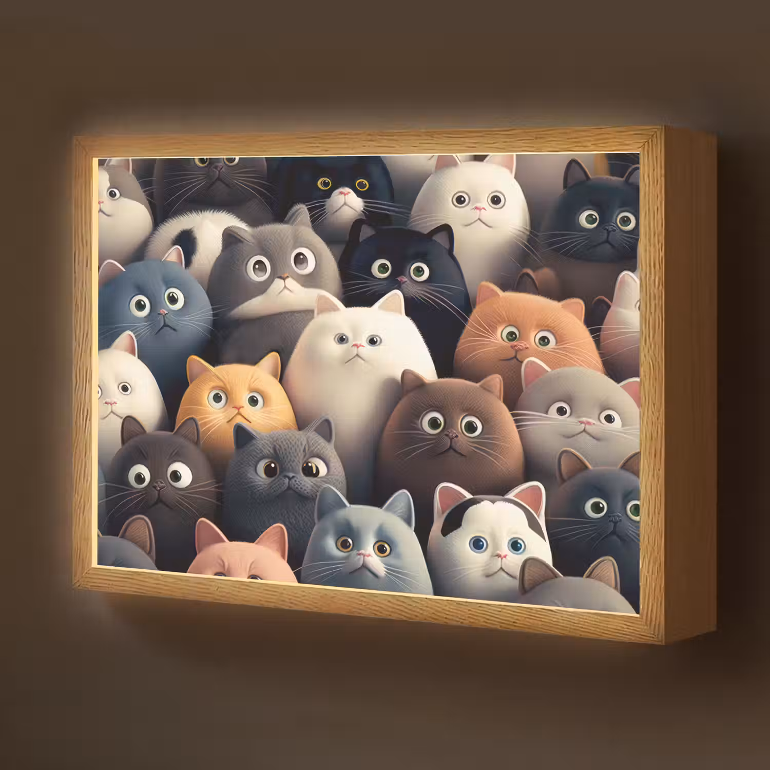 Kat - Dieren - Poes - Patroon - Jongen - Meisje Light Box met batterij (Wandlamp kind) middel -z3d_website
