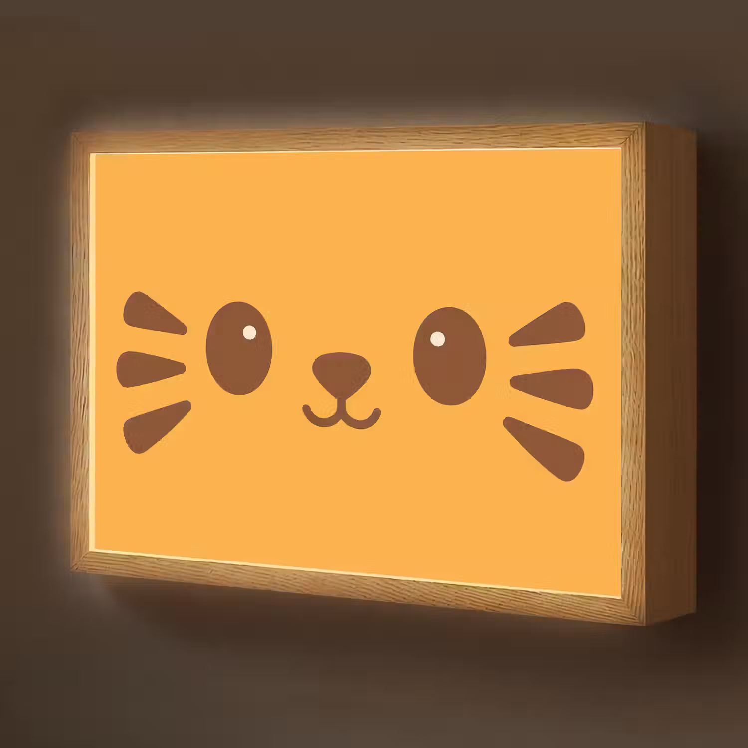 Kat - Simplistisch - Oranje - Vrolijk Light Box met batterij (Wandlamp kind) middel -z3d_website