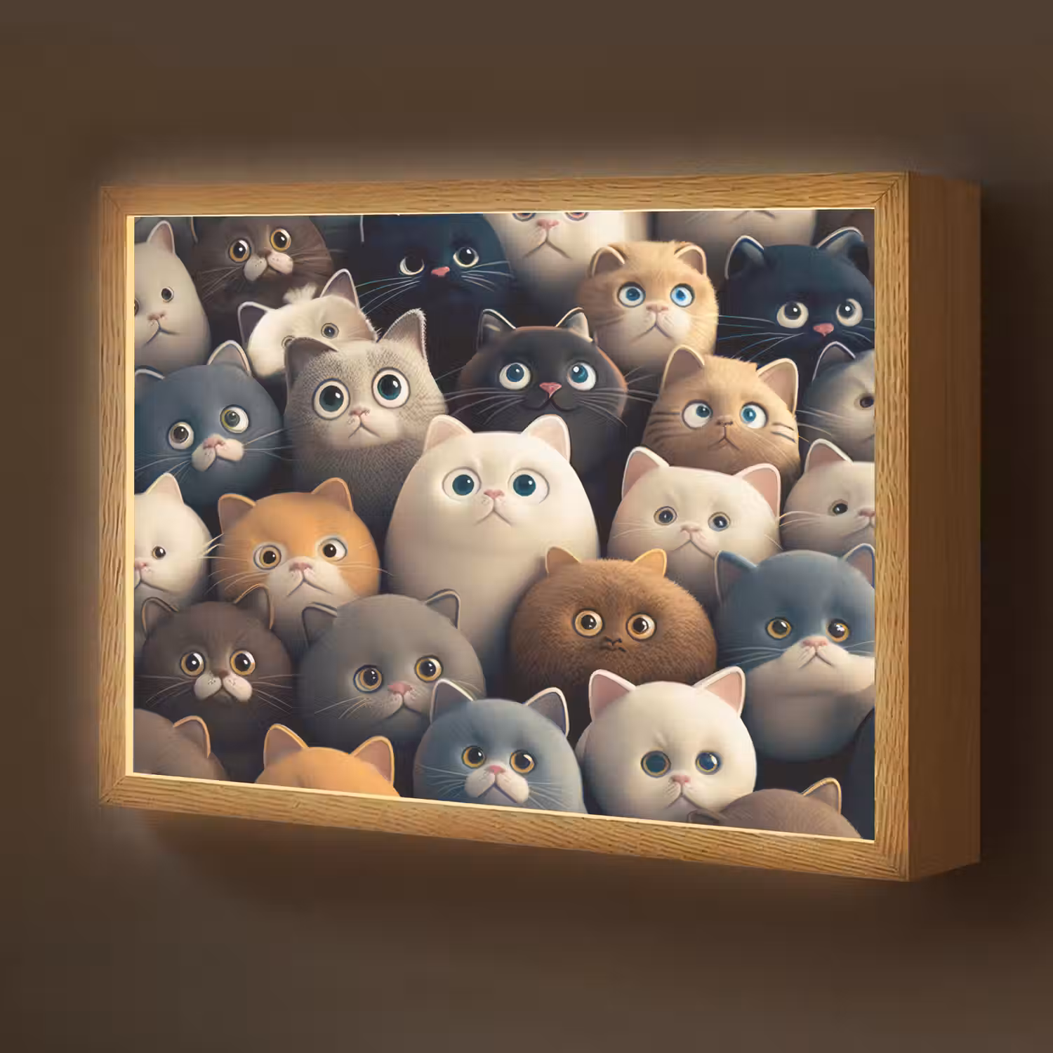 Katten - Dieren - Poes - Design - Meiden - Jongens Light Box met batterij (Wandlamp kind) middel -z3d_website