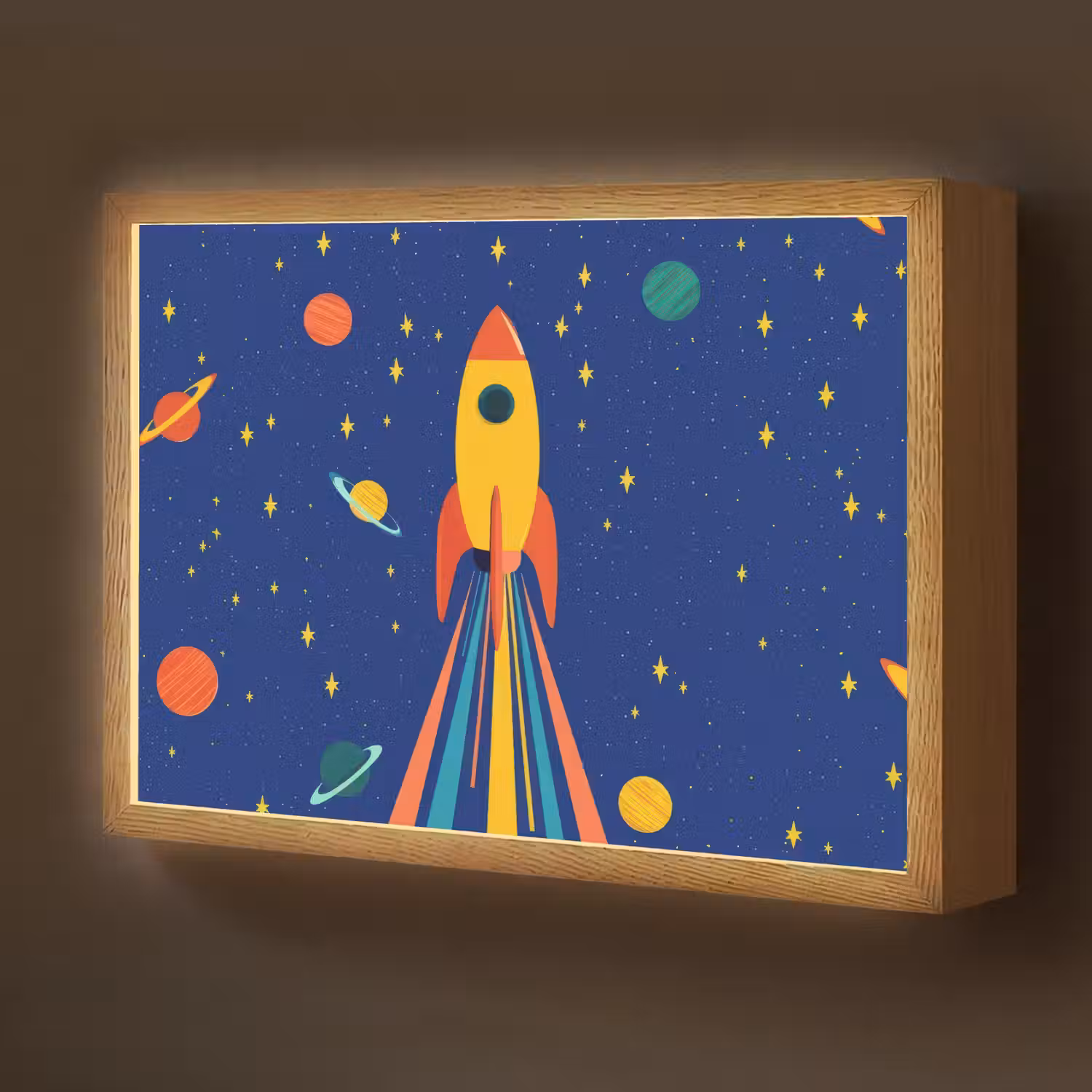 Kleurrijk - Raket - Ruimte Light Box met batterij (Wandlamp kind) middel -z3d_website