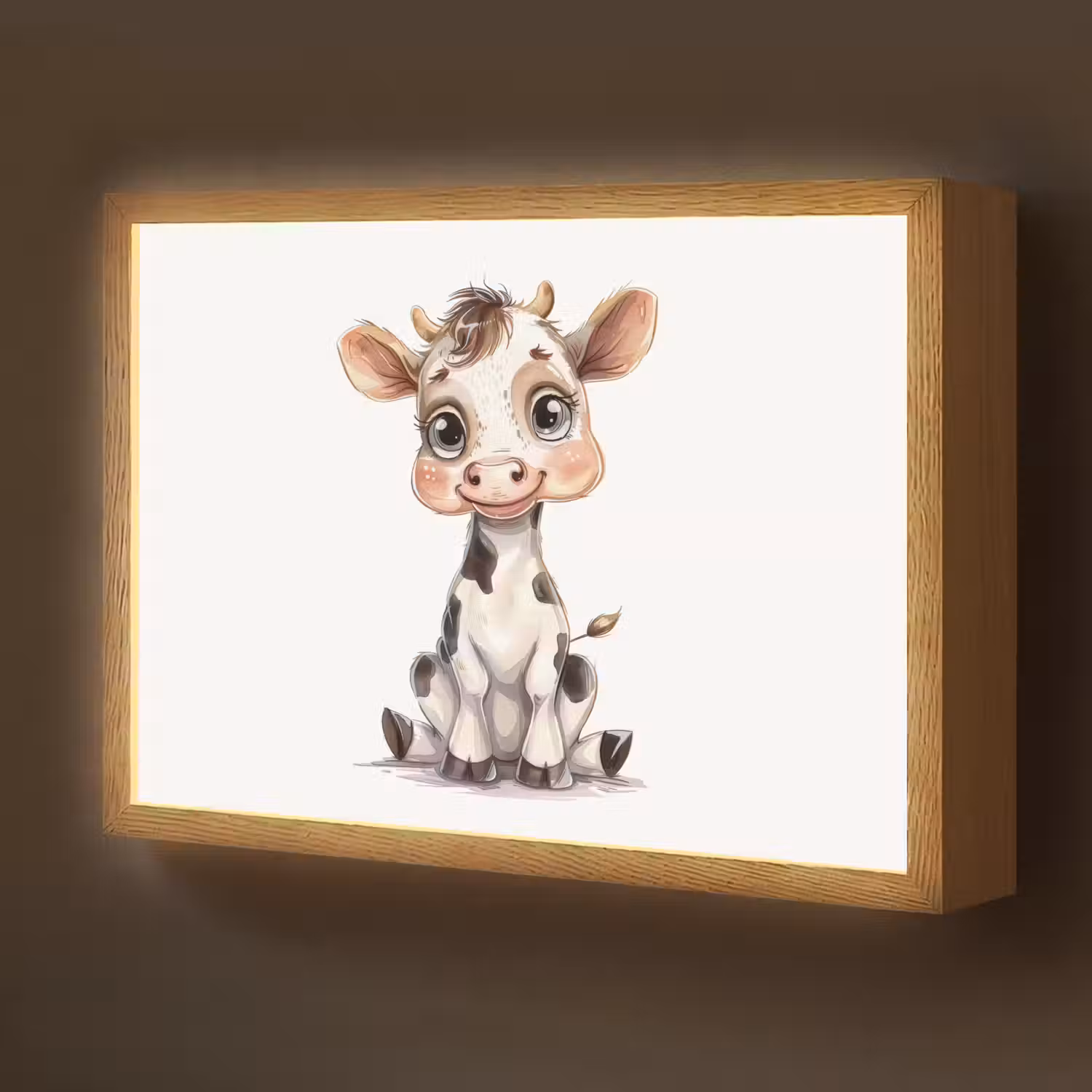 Koe - Baby dier - Boerderij dieren Light Box met batterij (Wandlamp kind) middel -z3d_website