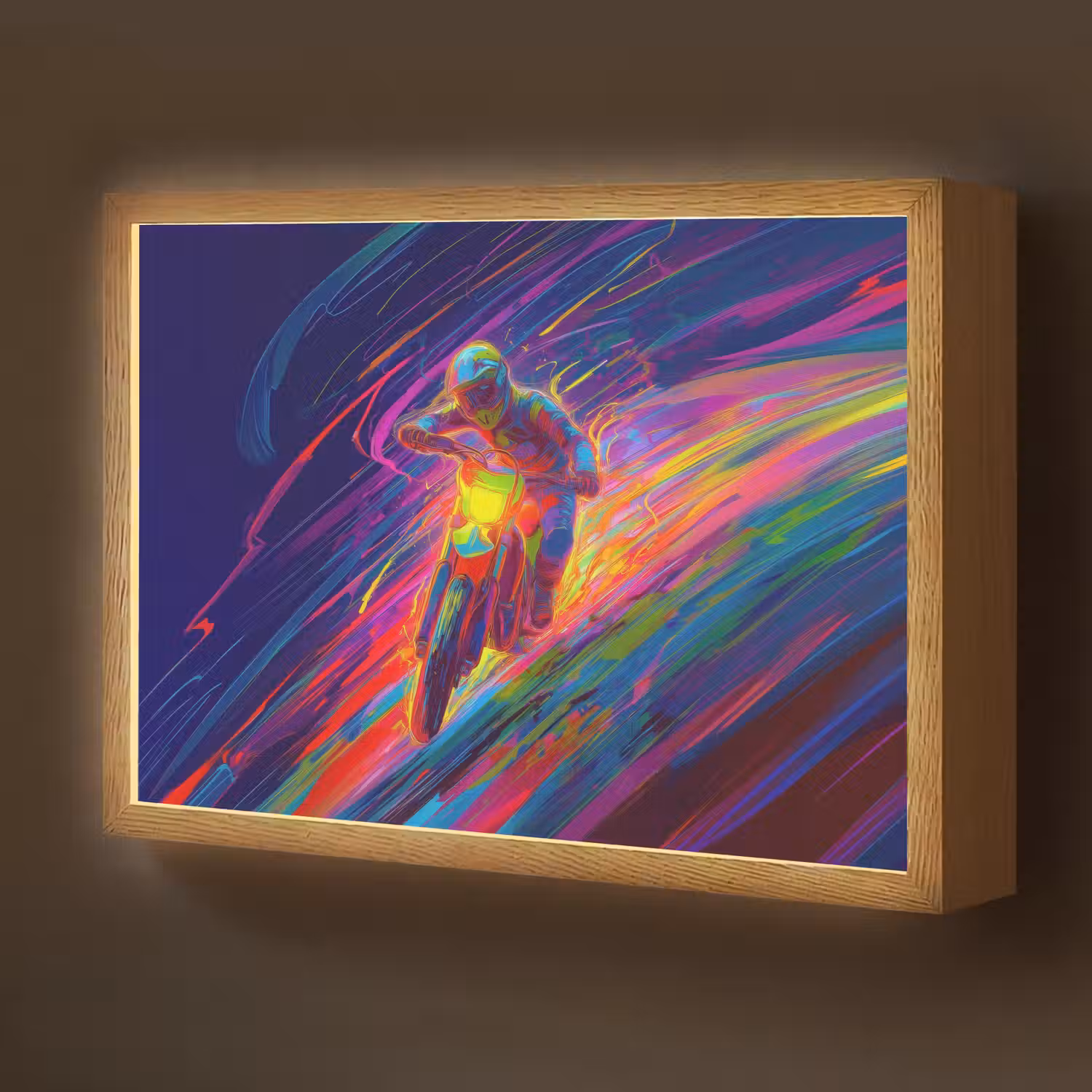 Crossmotor - Neonkleuren - Lijnen - Helm Light Box met batterij (Wandlamp kind) middel -z3d_website