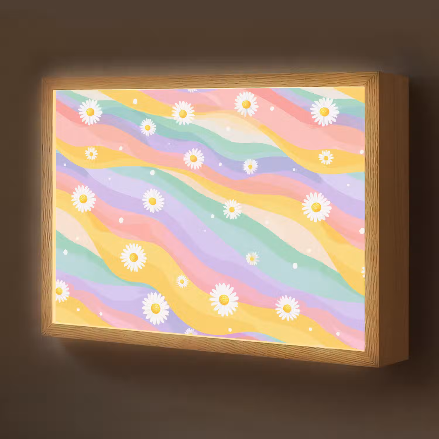 Madeliefjes - Kleurrijk - Pastel Light Box met batterij (Wandlamp kind) middel -z3d_website