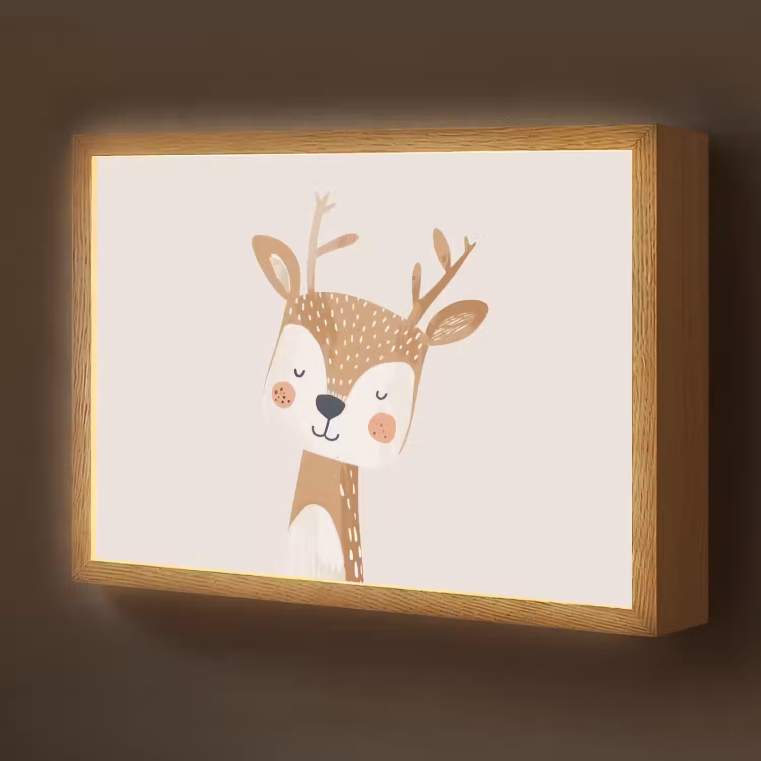 Hert - Bosdieren - Beige Light Box met batterij (Wandlamp kind) middel -z3d_website