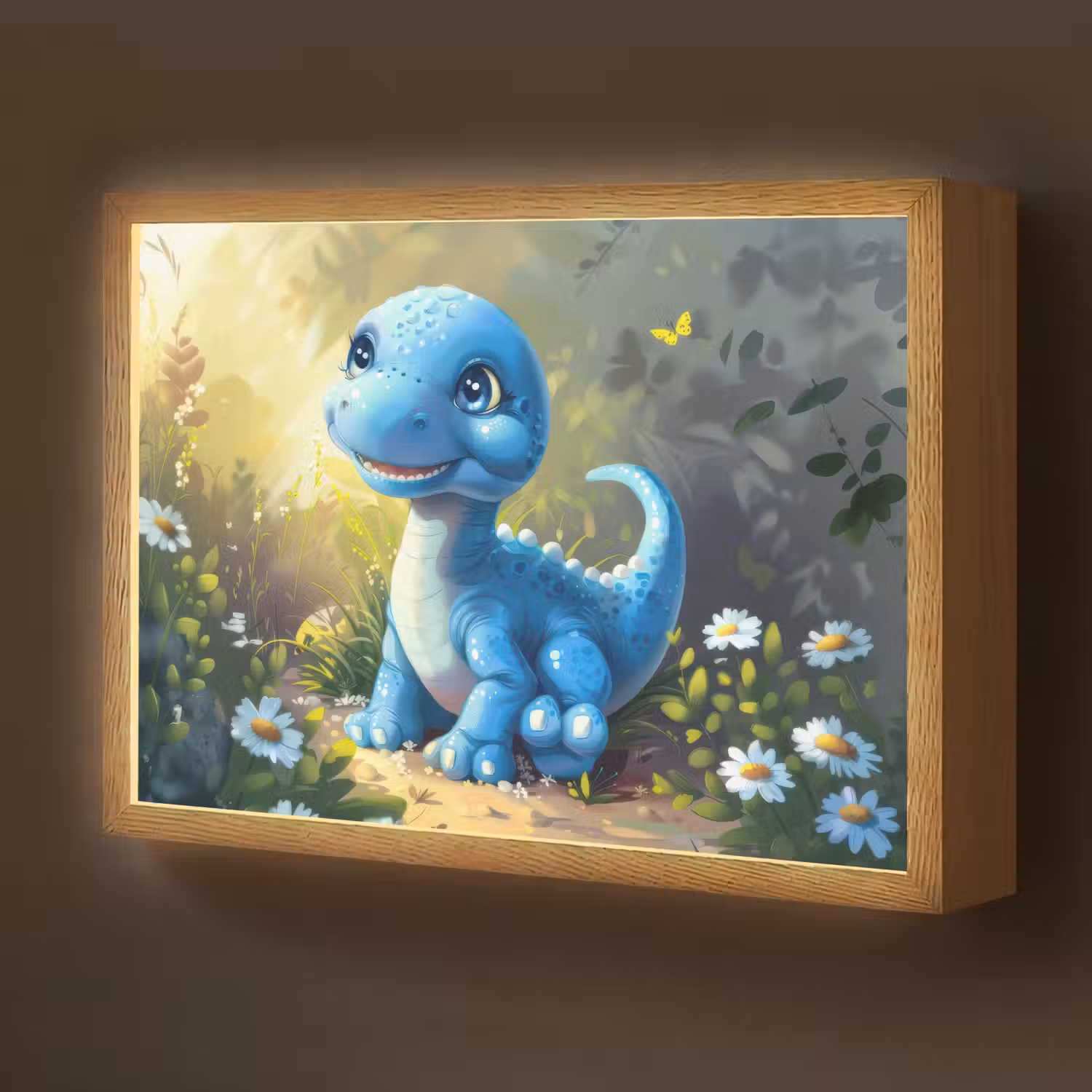Dino - Blauw - Baby - Dinosaurus Light Box met batterij (Wandlamp kind) middel -z3d_website