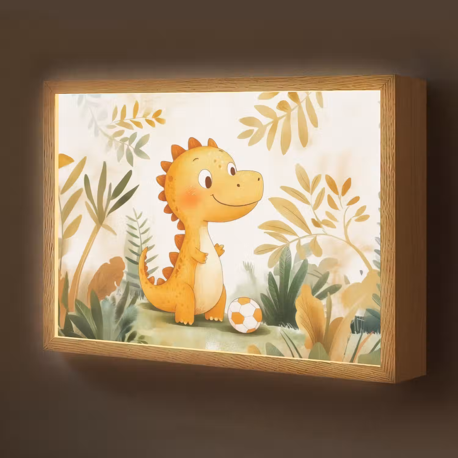 Dino - Voetbal - Oranje Light Box met batterij (Wandlamp kind) middel -z3d_website