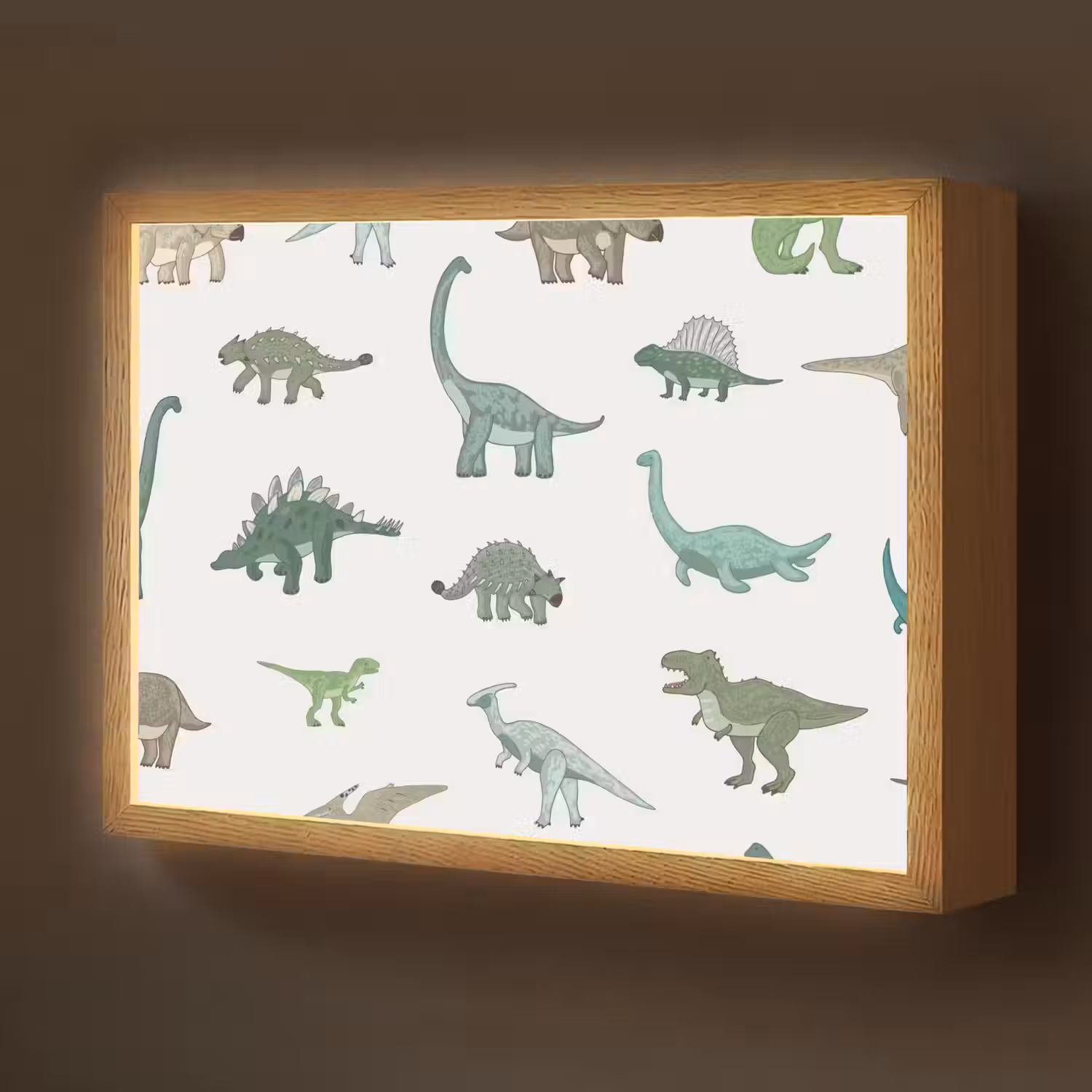 Dino - Groen - Jongens - Dinosaurus - Blauw Light Box met batterij (Wandlamp kind) middel -z3d_website