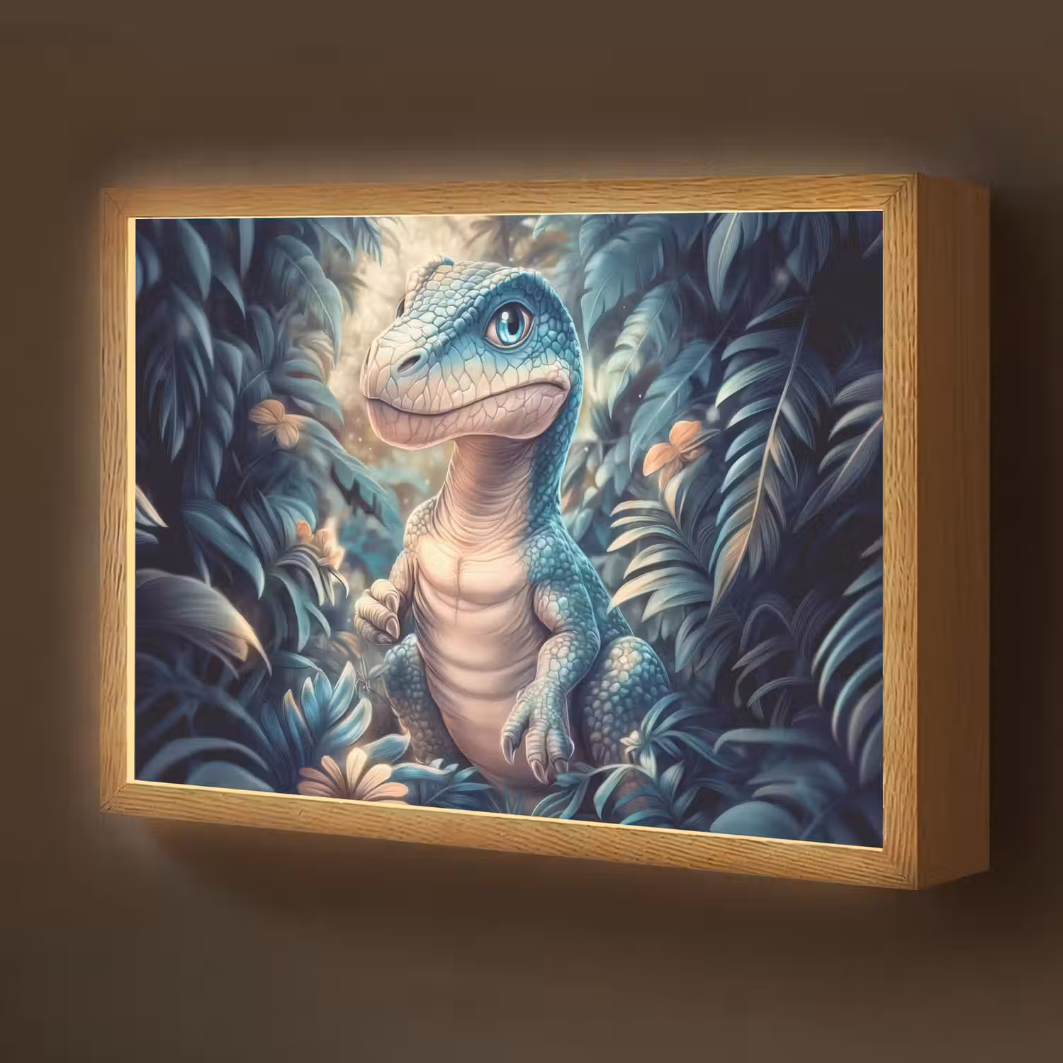Dino - Jungle - Blauw Light Box met batterij (Wandlamp kind) middel -z3d_website