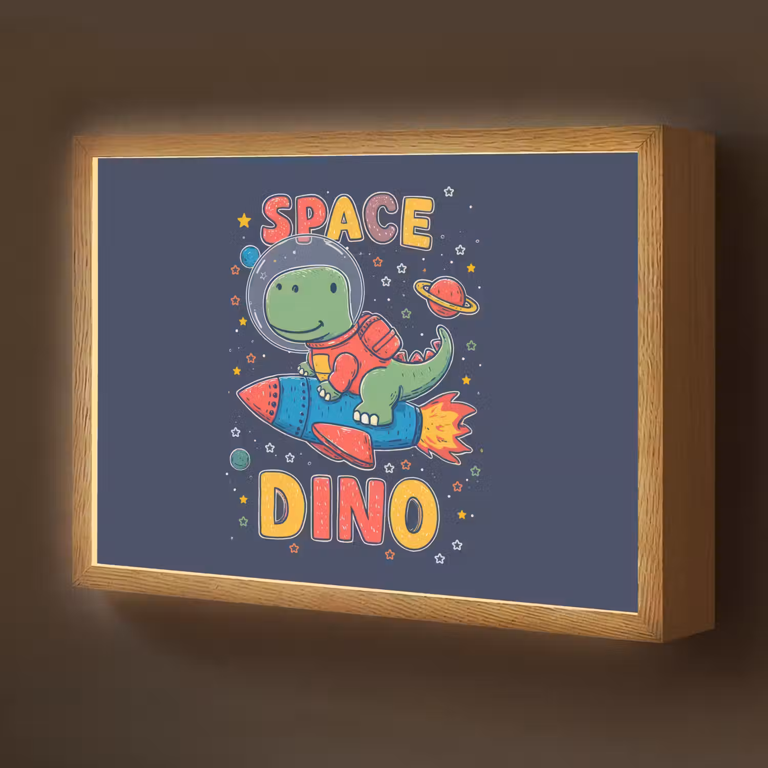 Dino - Raket - Kleurrijk Light Box met batterij (Wandlamp kind) middel -z3d_website