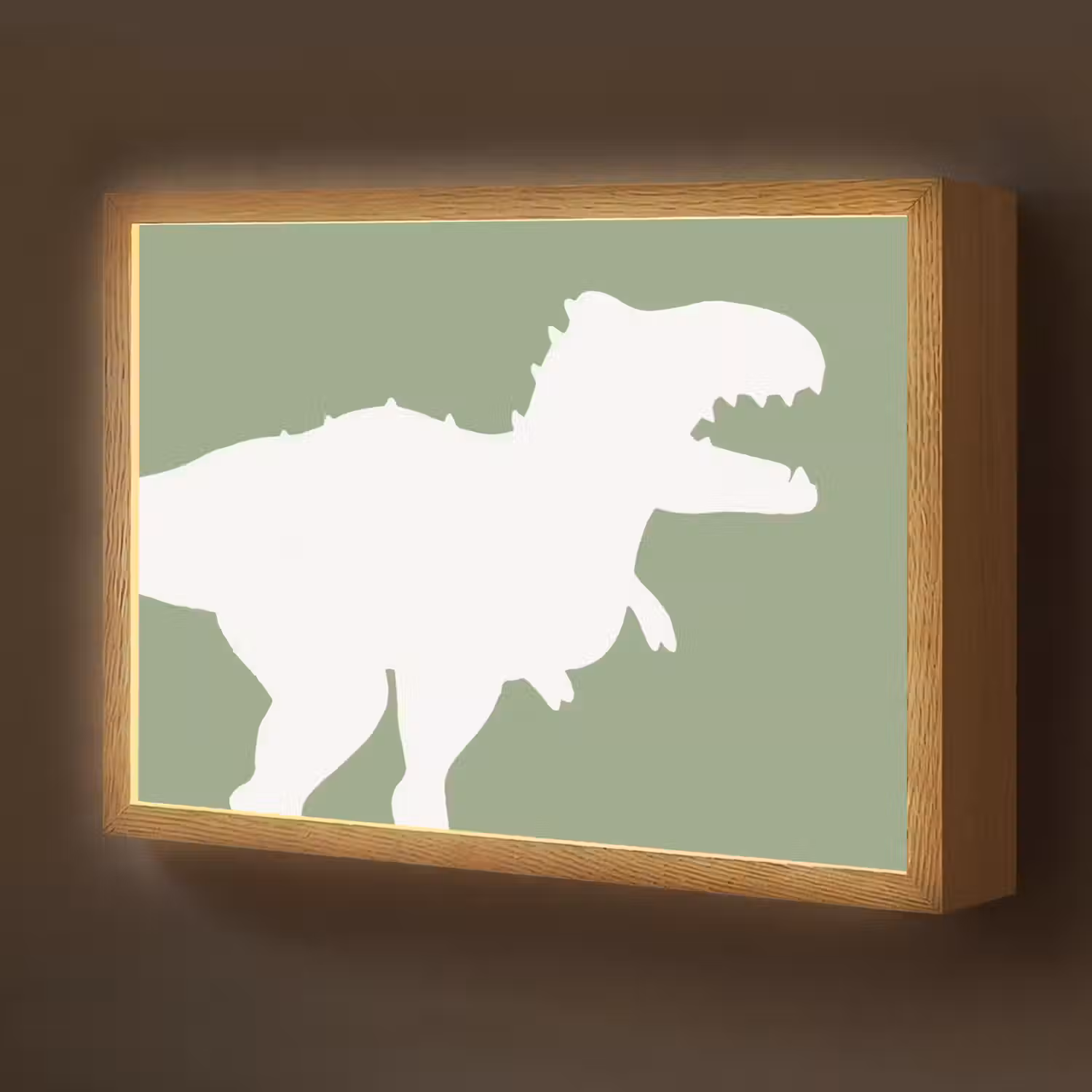 Dino - T-rex - Dinosaurus - Groen - Tyrannosaurus rex Light Box met batterij (Wandlamp kind) middel -z3d_website